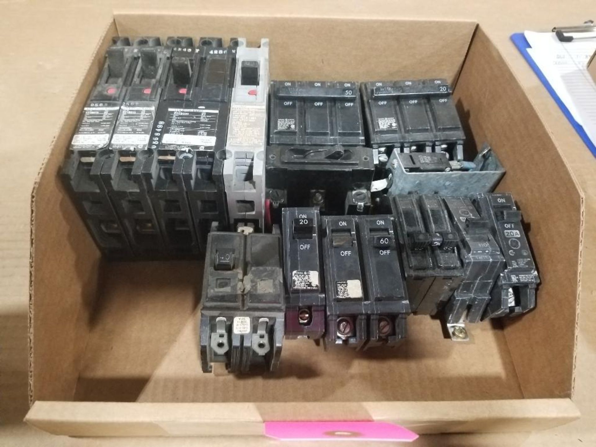 Assorted molded case breakers.