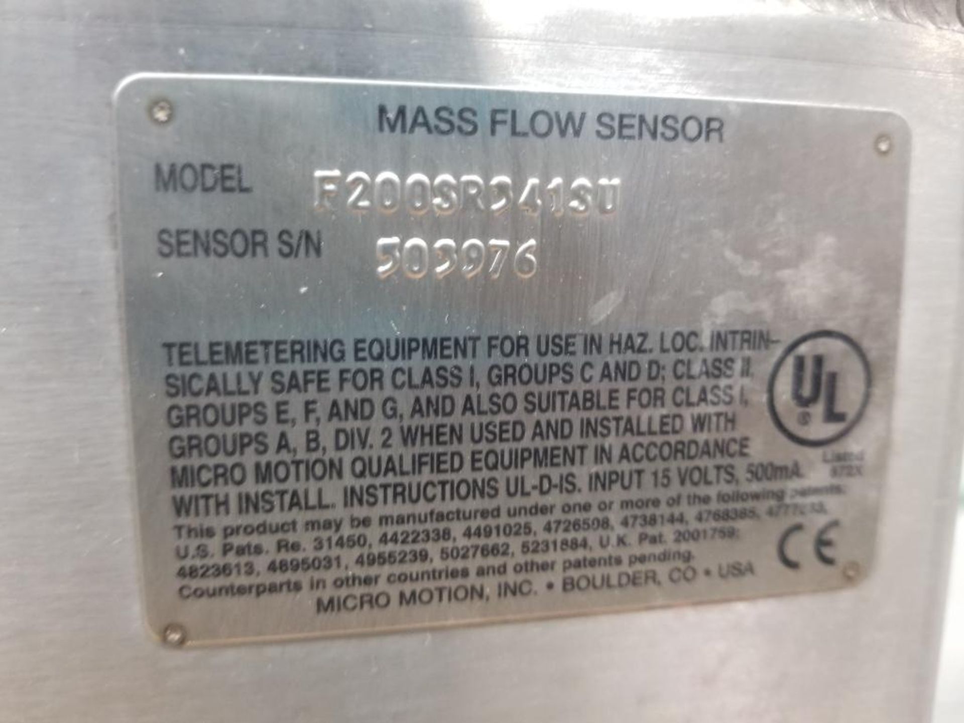 Basis MicroMotion mass flow meter. Model F200SR341SU. - Image 3 of 6