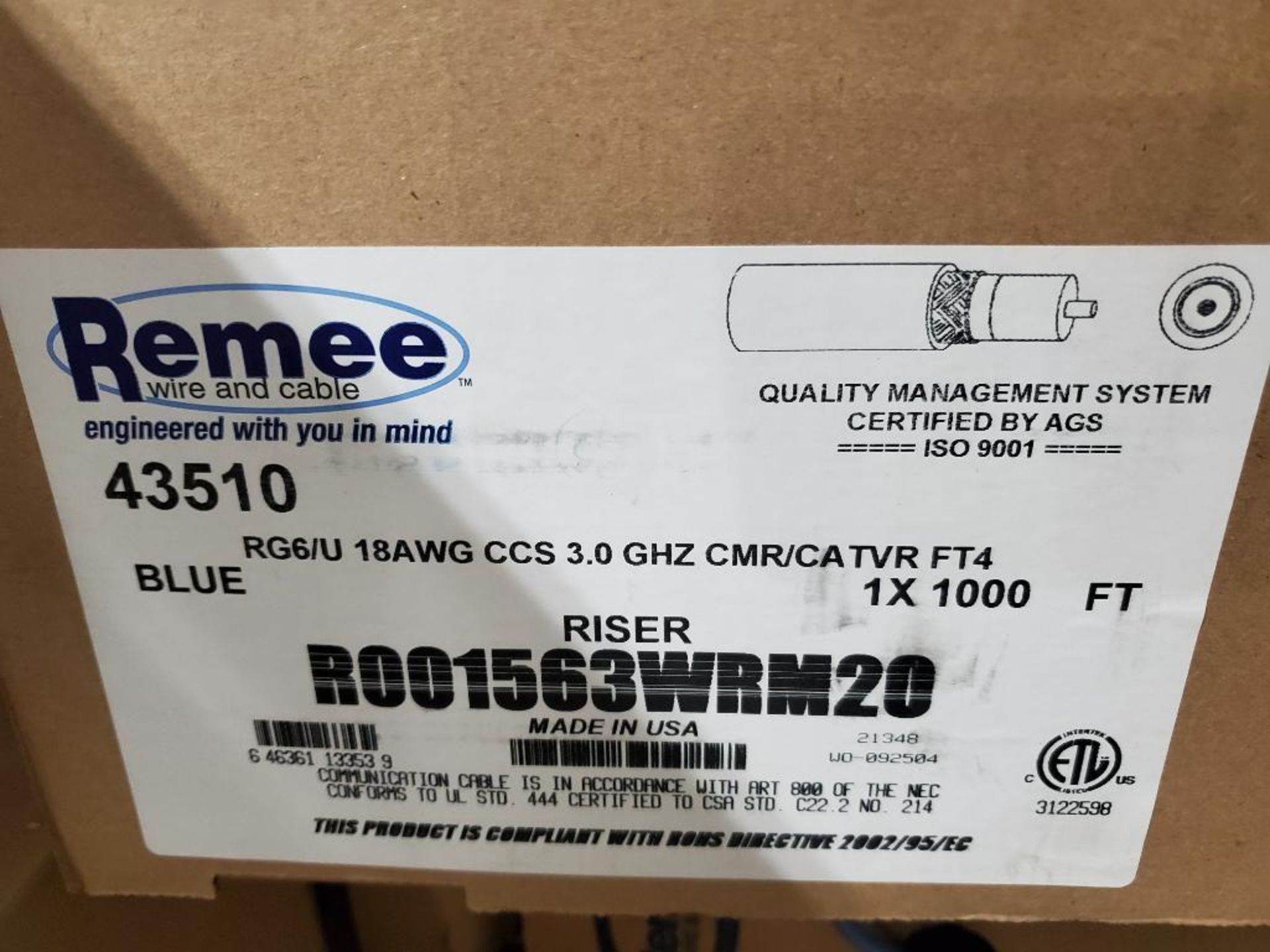 Qty 2 - Boxes of Remee wire and cable coaxial. - Bild 2 aus 3