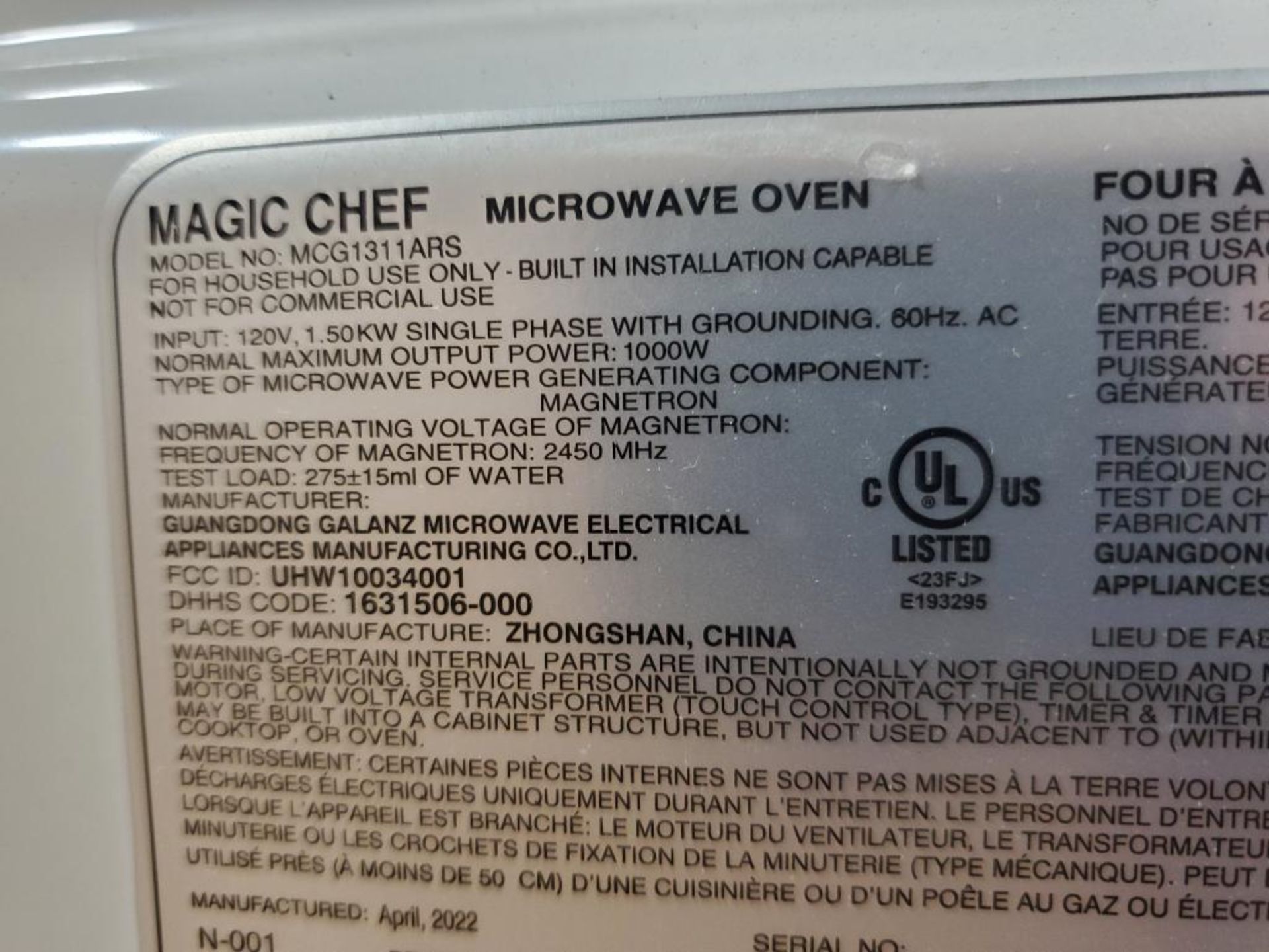 Magic Chef microwave oven. - Image 8 of 9