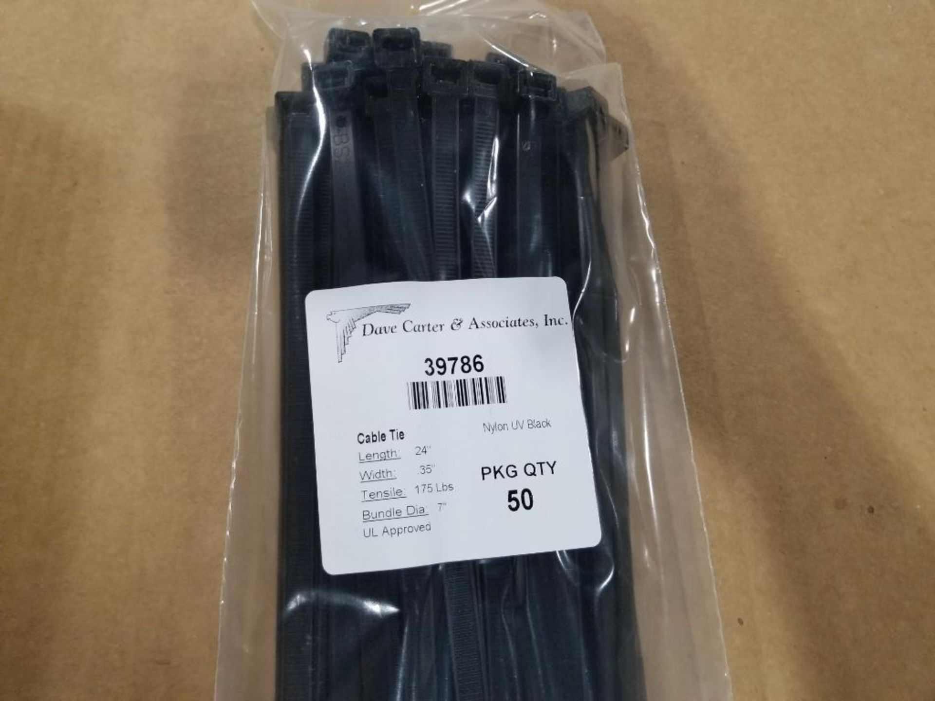 Qty 500 - 24in cable zip ties. 175lb strengh. New in box. - Bild 2 aus 3