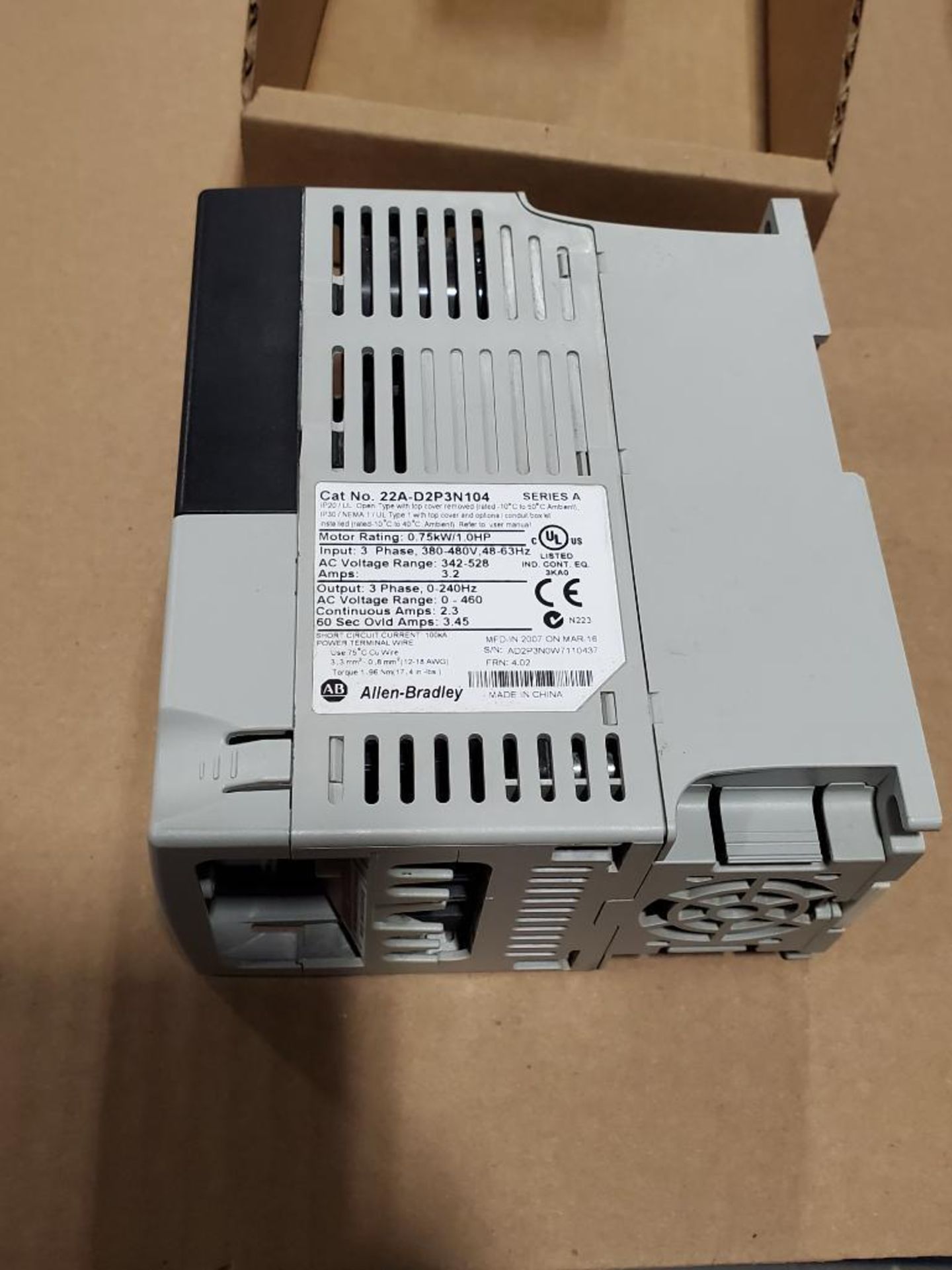 Allen Bradley Powerflex 4 drive. Catalog 22A-D2P3N104. - Image 3 of 7