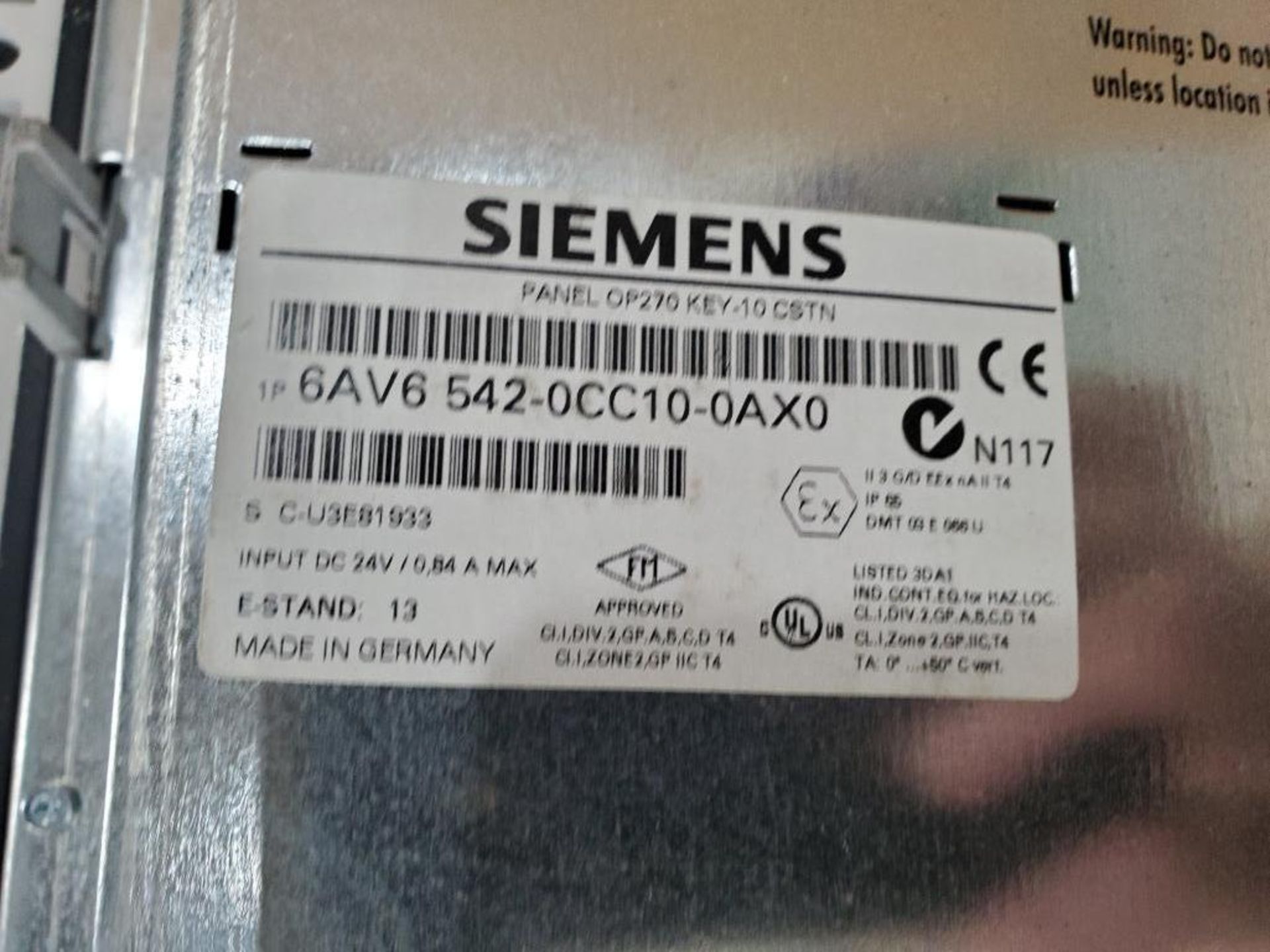 Siemens HMI machine control panel. Part number 6AV6-542-0CC10-0AX0. - Image 3 of 4