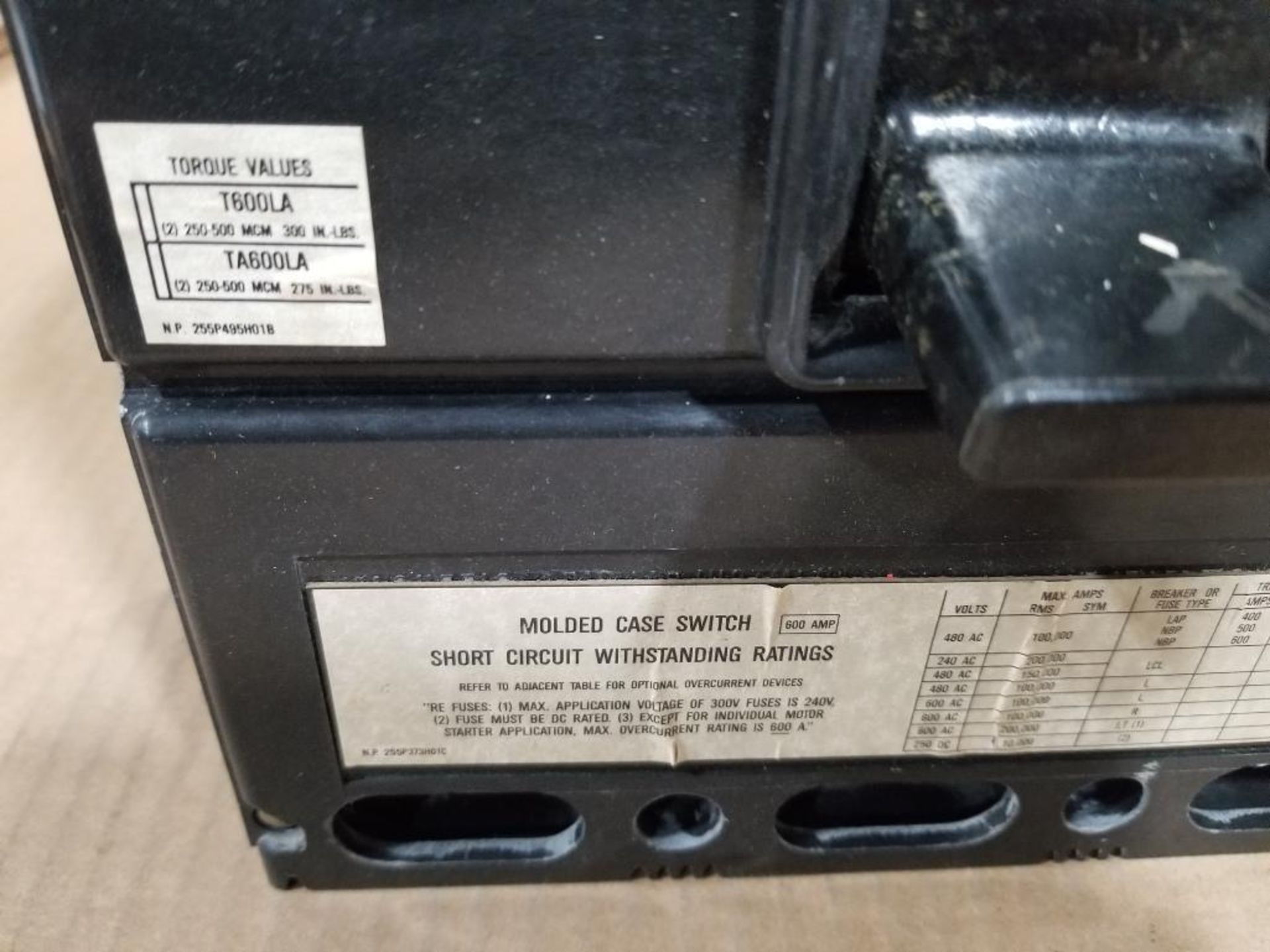 600amp Westinghouse molded case breaker. Catalog LC3600WK. - Image 4 of 7