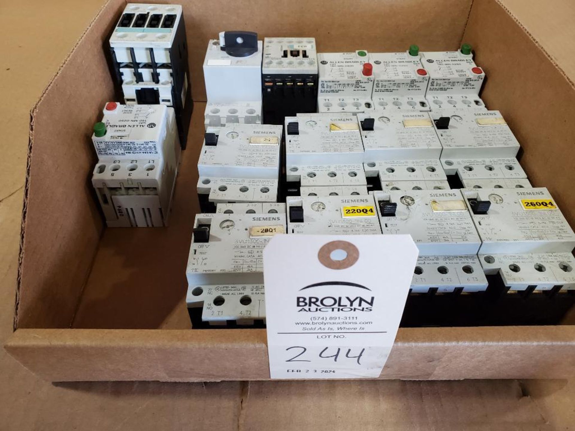 Assorted Siemens and Allen Bradley contactors.