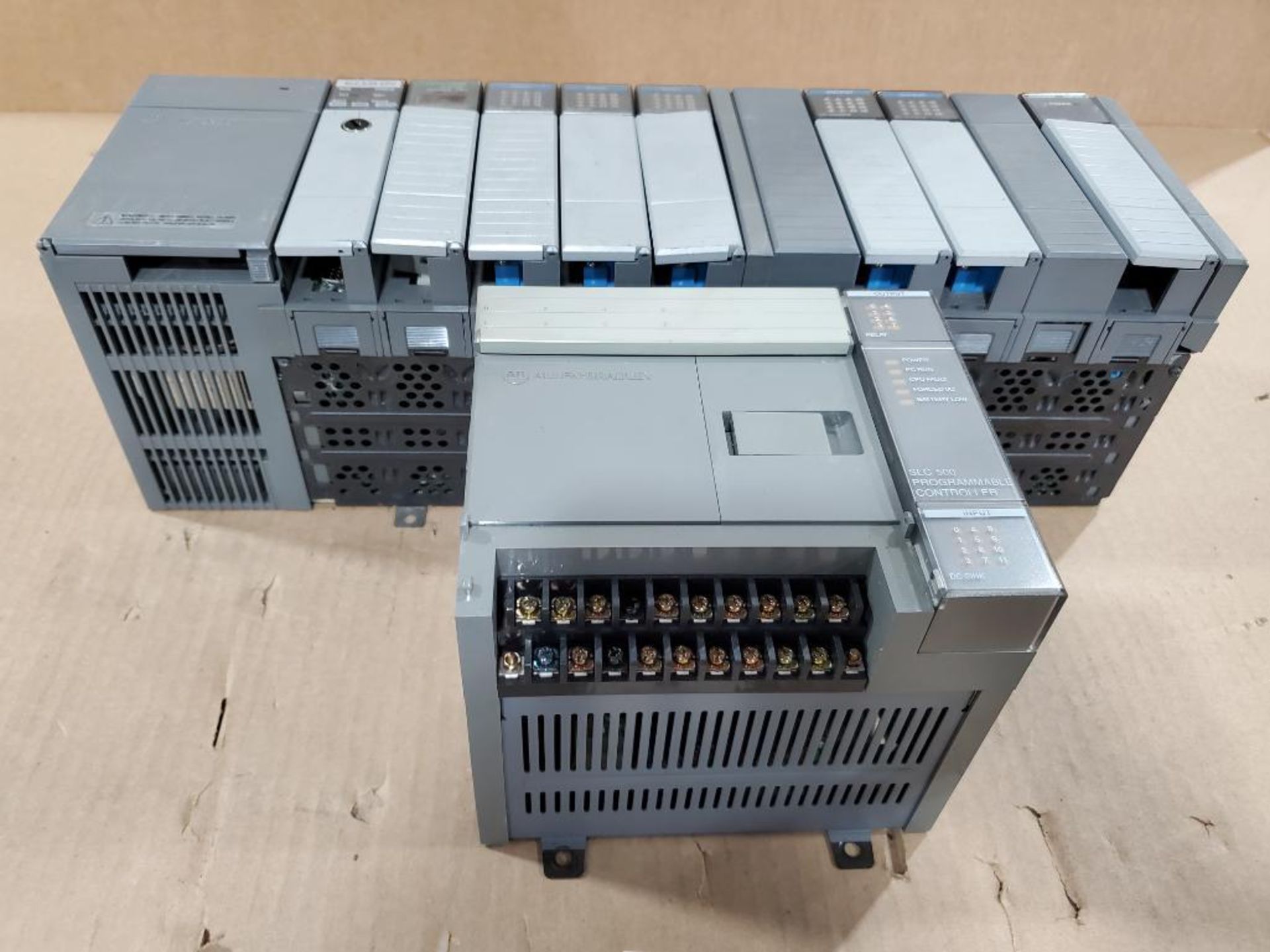 Allen Bradley SLC500 programmable controller and SLC500 PLC rack with 5/04 cpu.