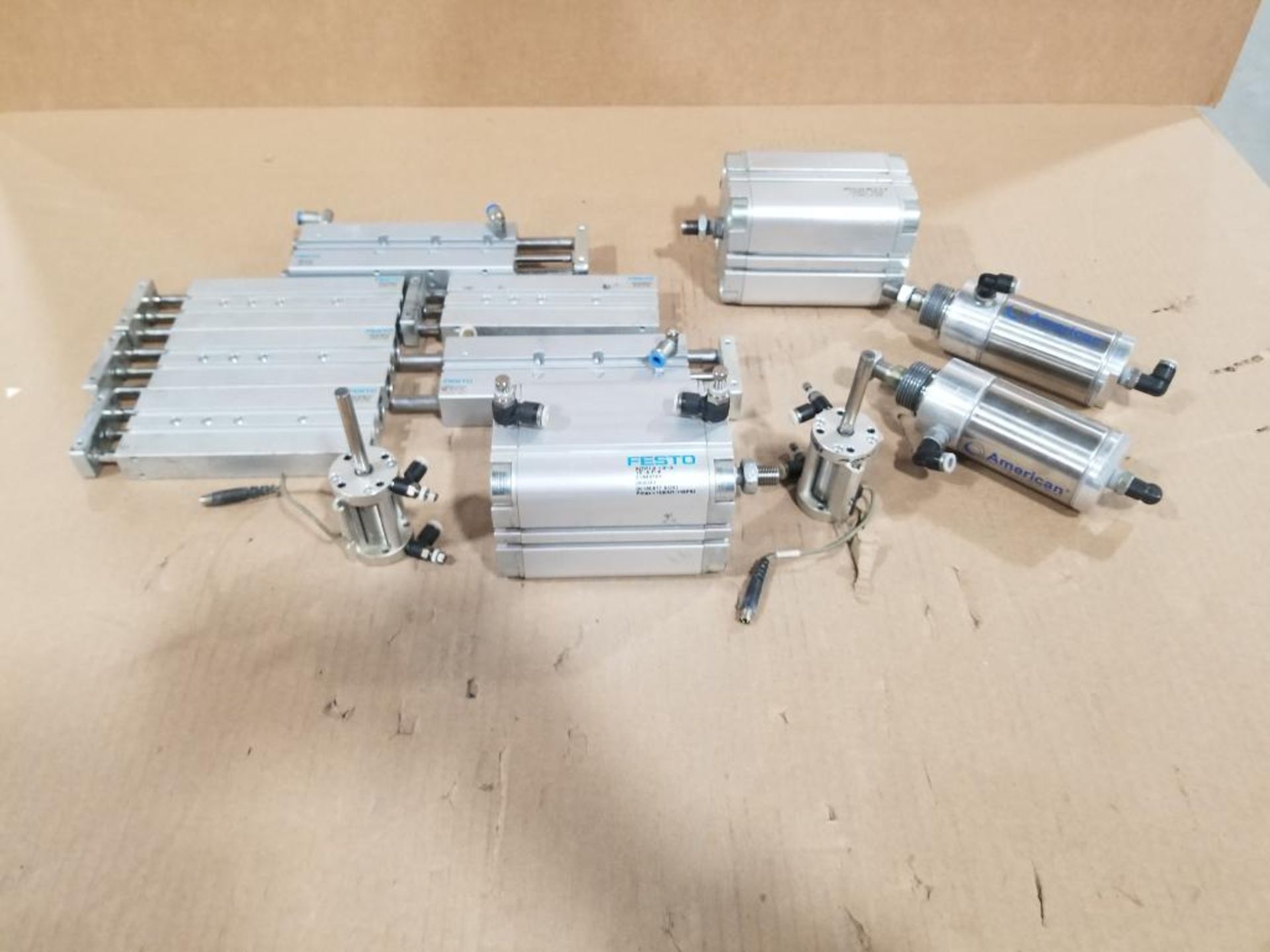 Assorted pneumatic cylinders and actuators.