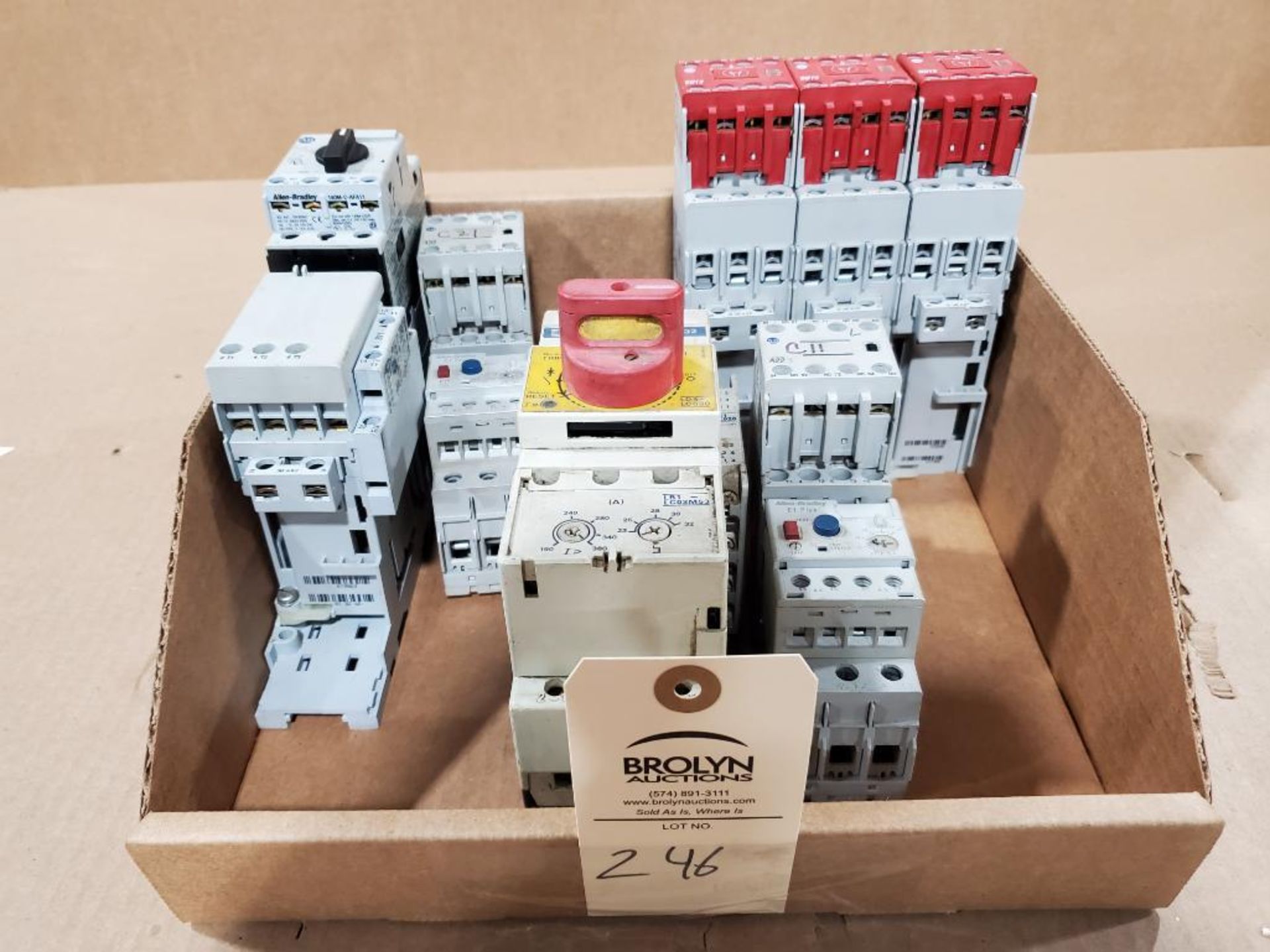 Assorted Square D and Allen Bradley contactors.