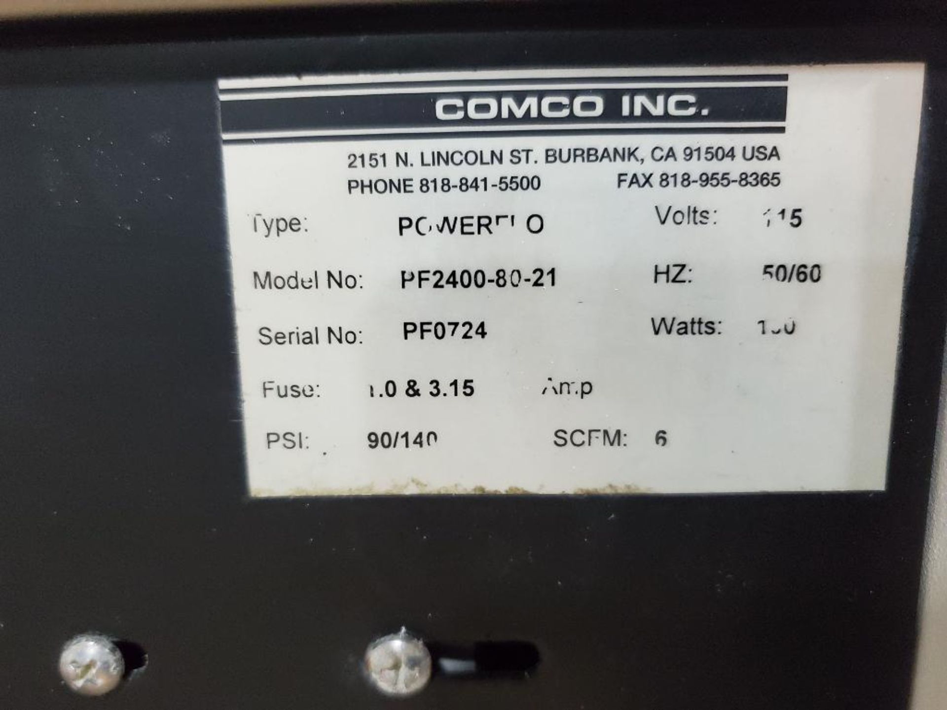 Comco Inc powerflo. Model PF2400-80-21. - Image 5 of 13