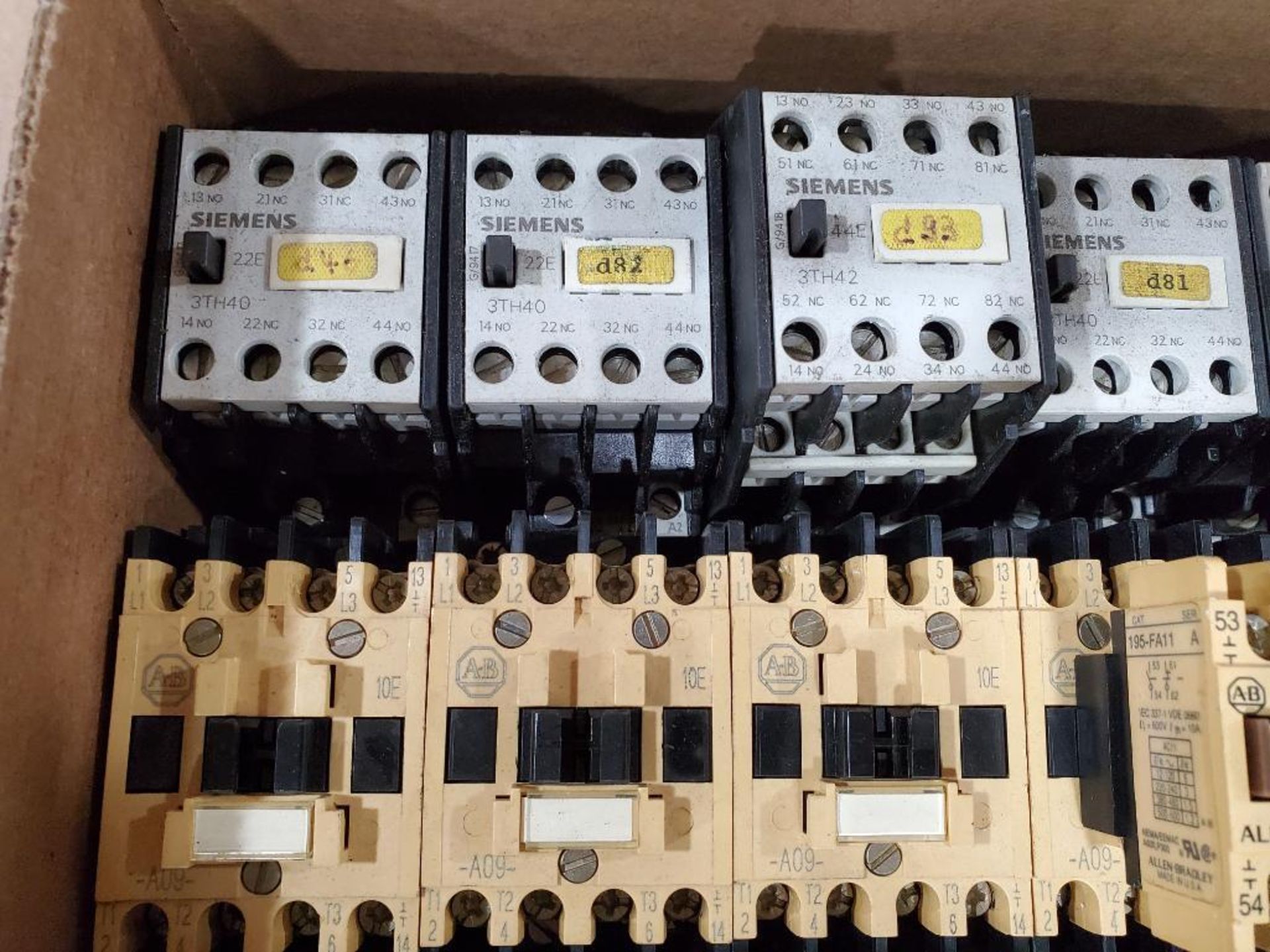 Assorted Siemens and Allen Bradley contactors.