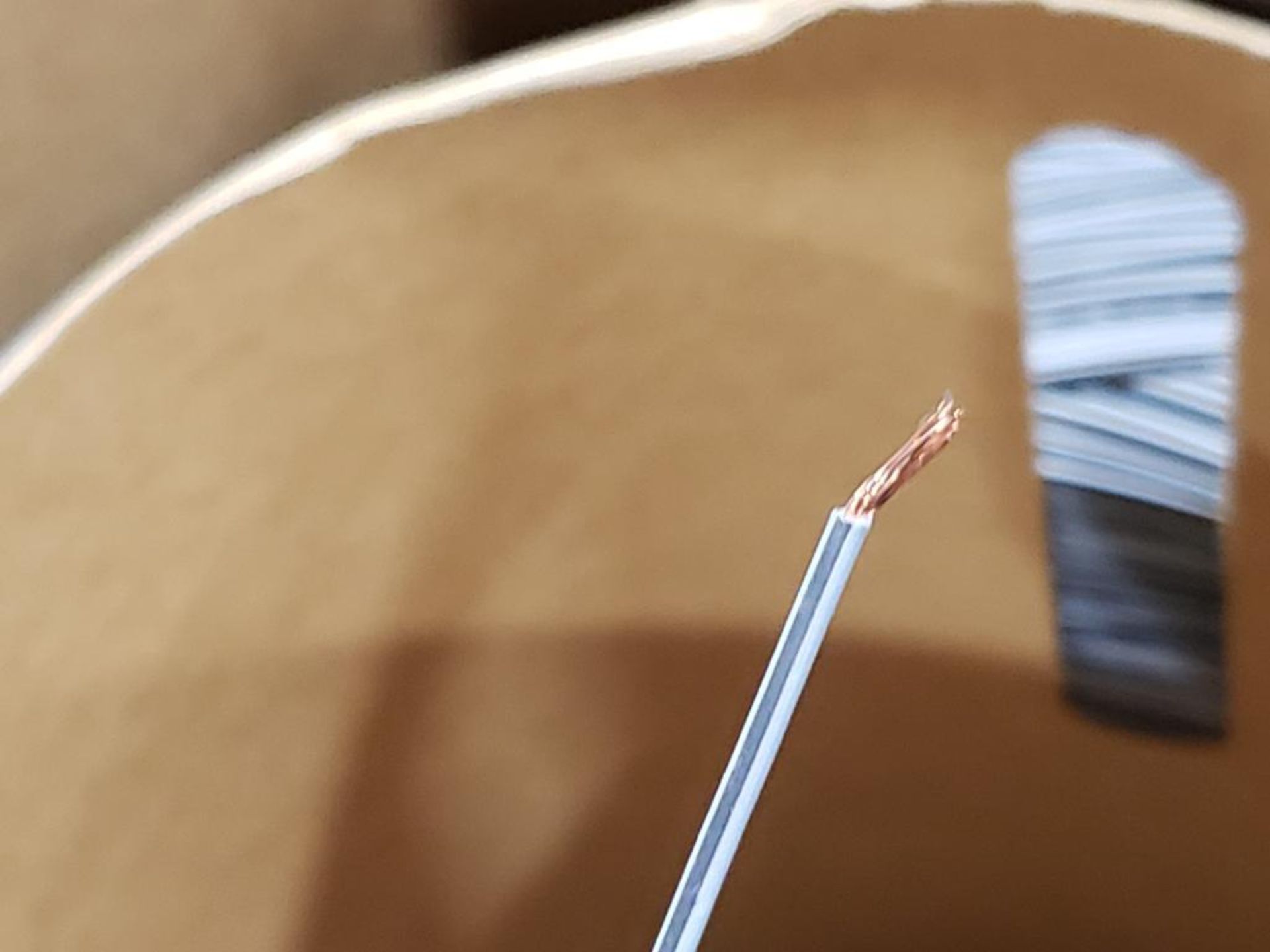 16 awg gray / black print copper wire. Gross barrel weight, 280lbs. Partial barrel. - Image 3 of 5