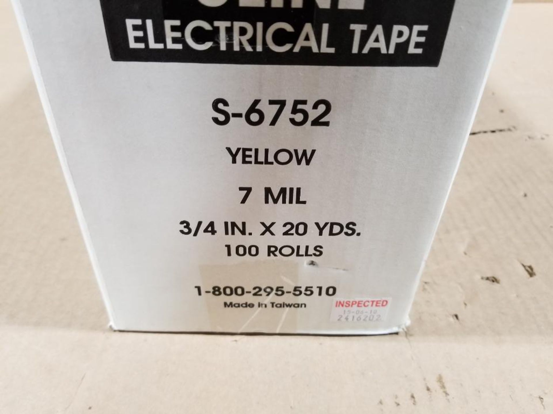 100 rolls Uline yellow electrical tape. Part number S-6752. - Image 2 of 4