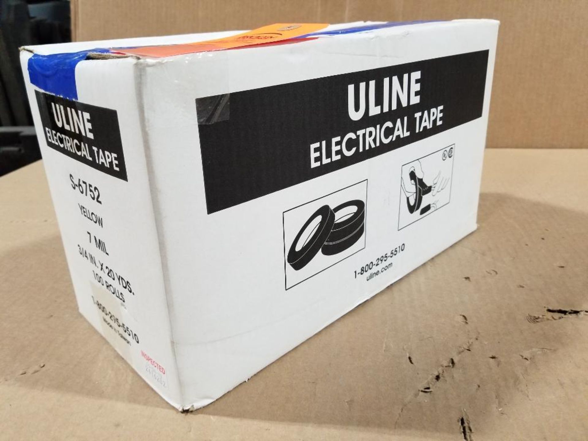 100 rolls Uline yellow electrical tape. Part number S-6752. - Image 4 of 4