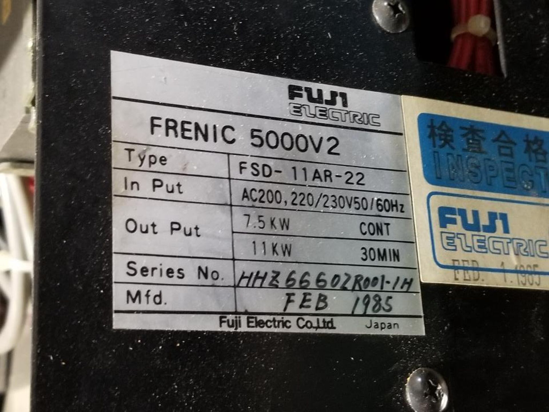 Fuji Electric Frenic 5000V2 drive. Model FSD-11AR-22. - Image 5 of 8