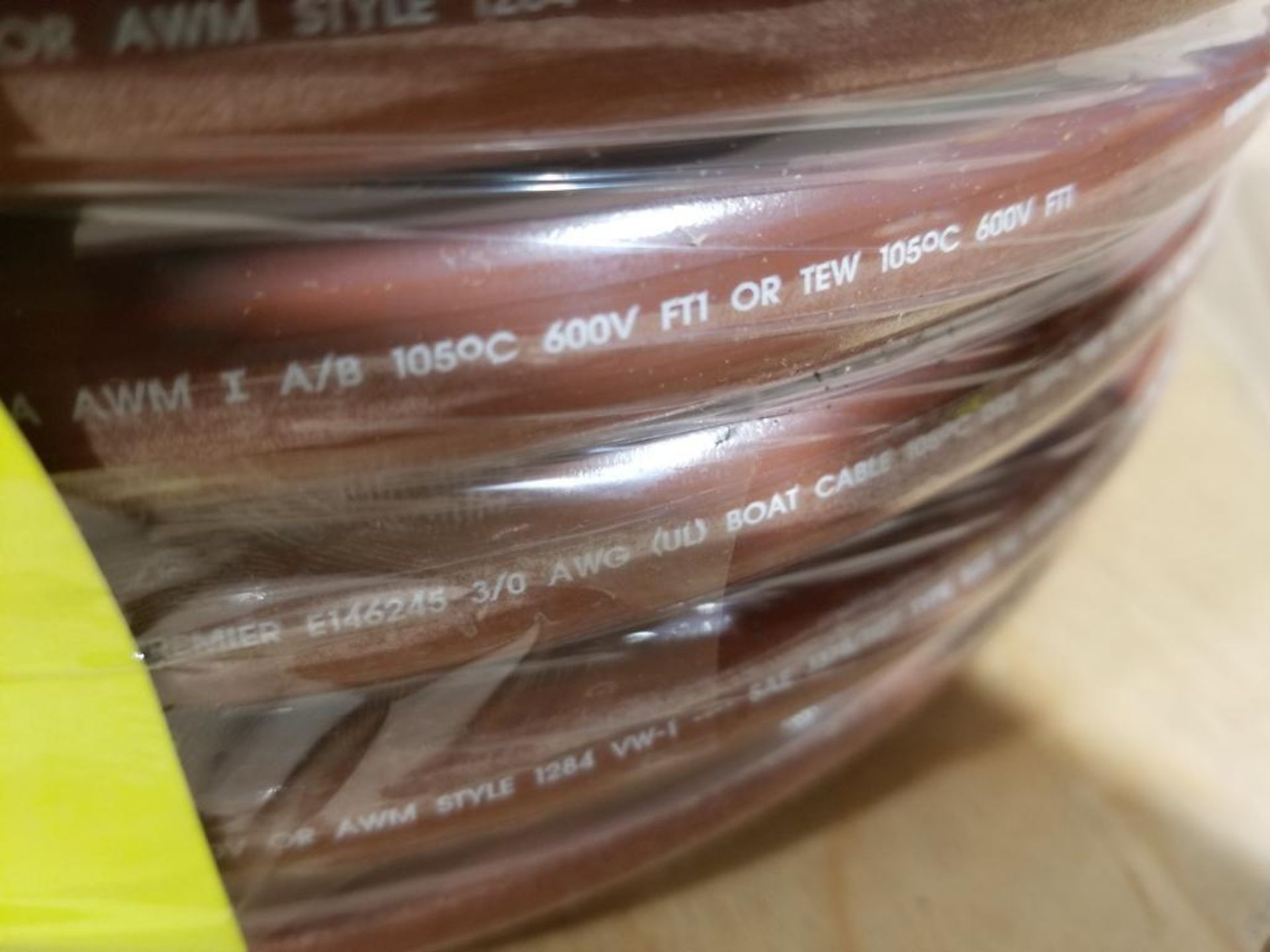 100ft roll of 3awg wire. Tinned copper. Part number PBM0003-1Z. 67lb gross roll weight. . - Image 6 of 6