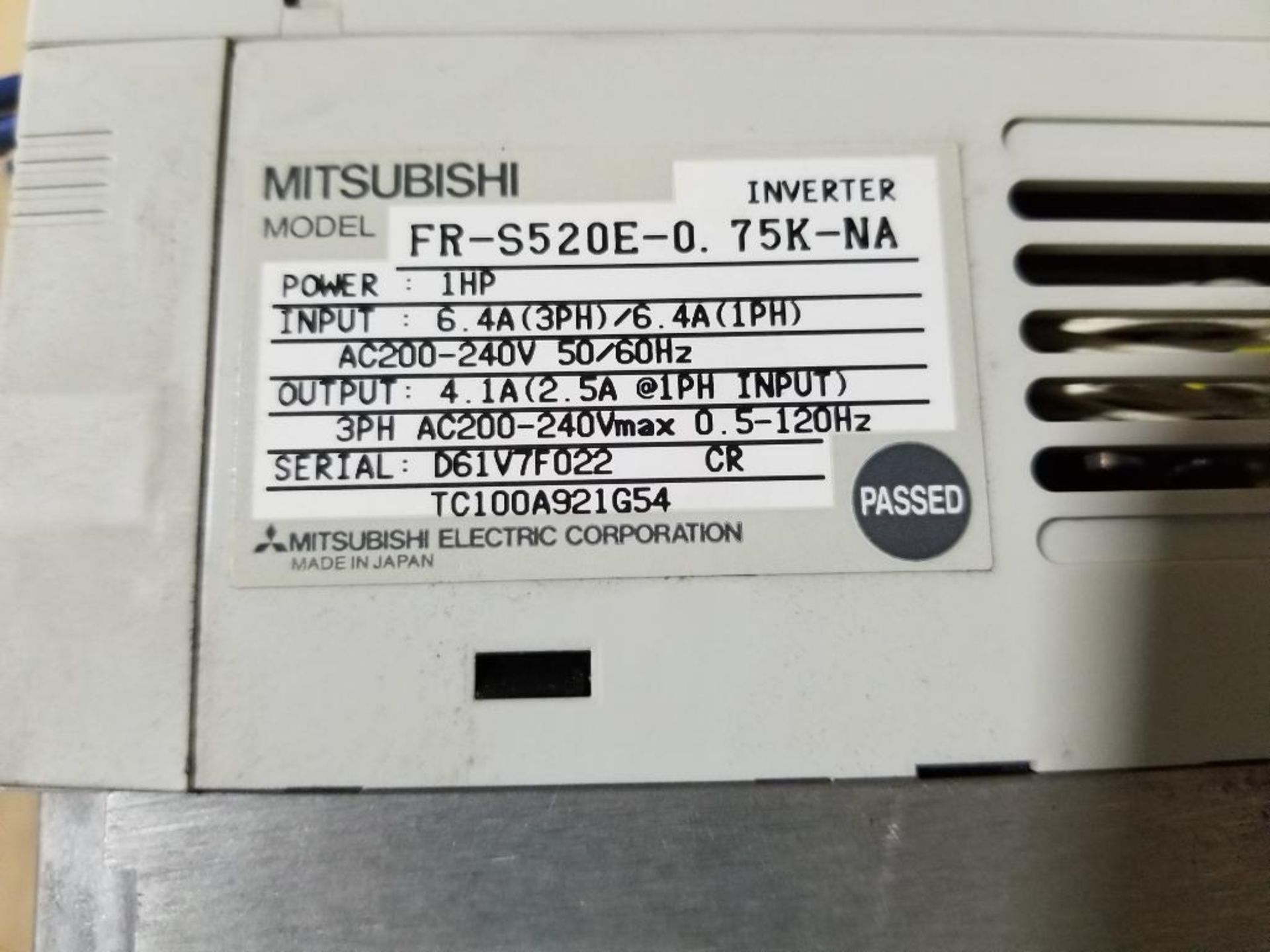 Qty 2 - Mitsubishi drive. Model S500. Part number FR-S520E-0.75K-NA. - Image 4 of 4