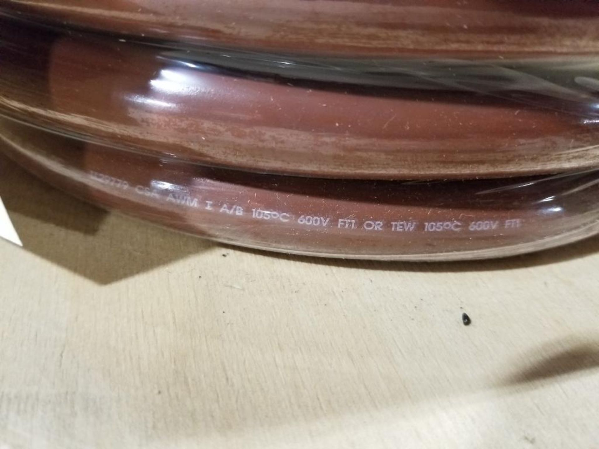 100ft roll of 3awg wire. Tinned copper. Part number PBM0003-1Z. 67lb gross roll weight. . - Image 8 of 8