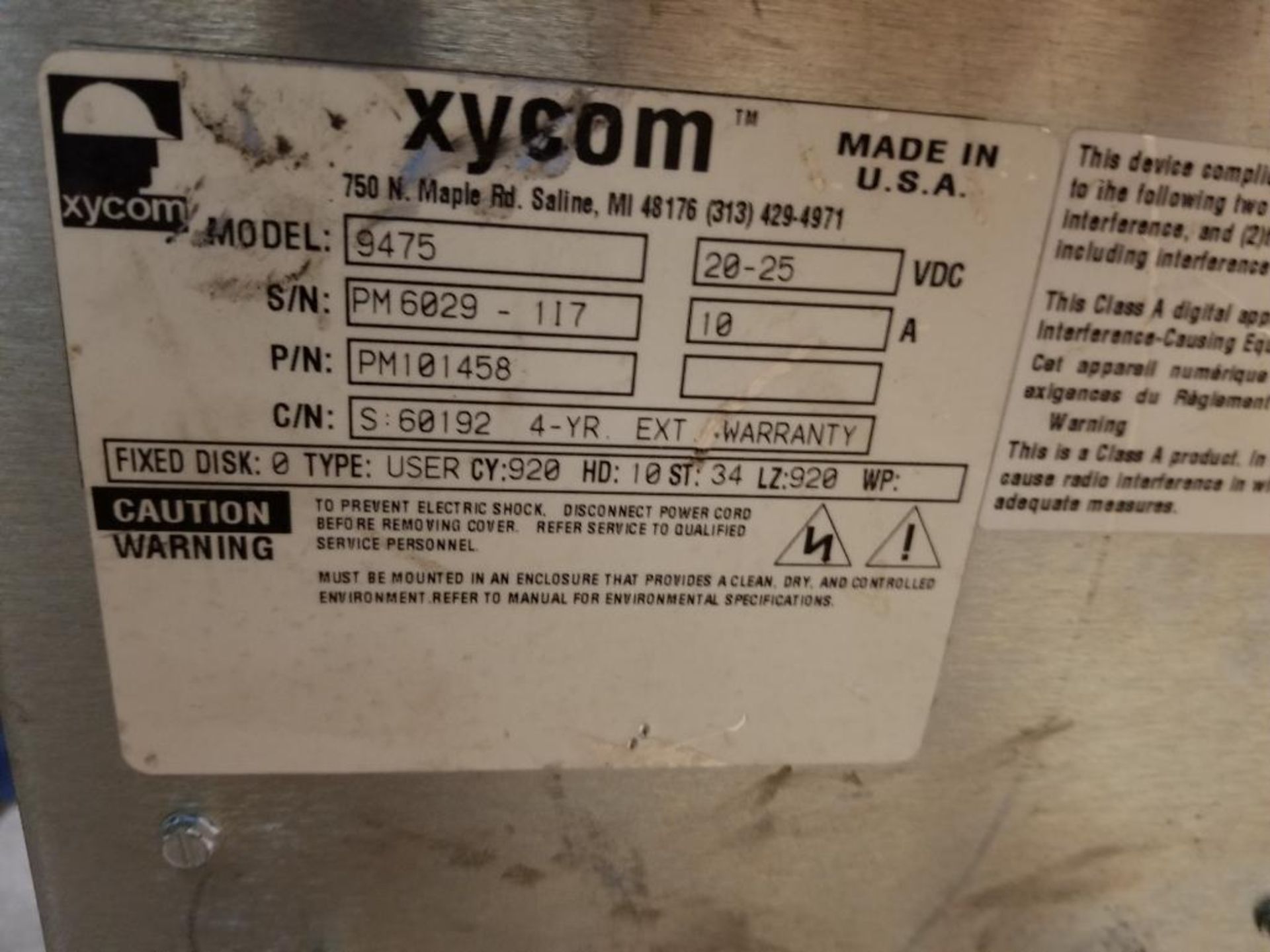 Xycom machine control. Model S475. Part number PM101458. - Image 7 of 9