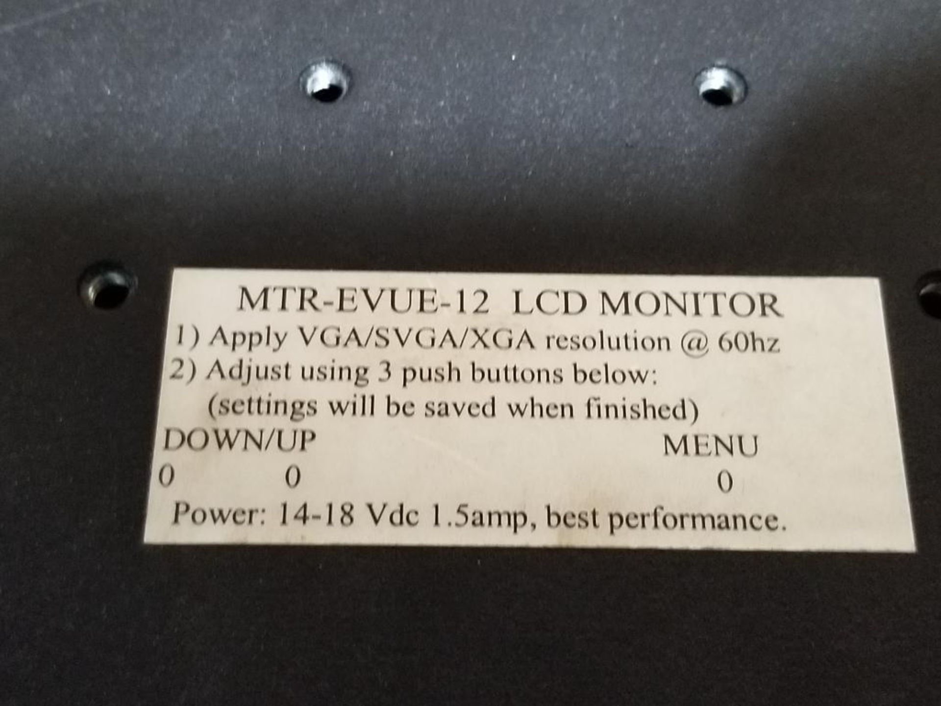 Earth LCD industrial monitor. Part number MTR-EVUE-12. - Image 4 of 6