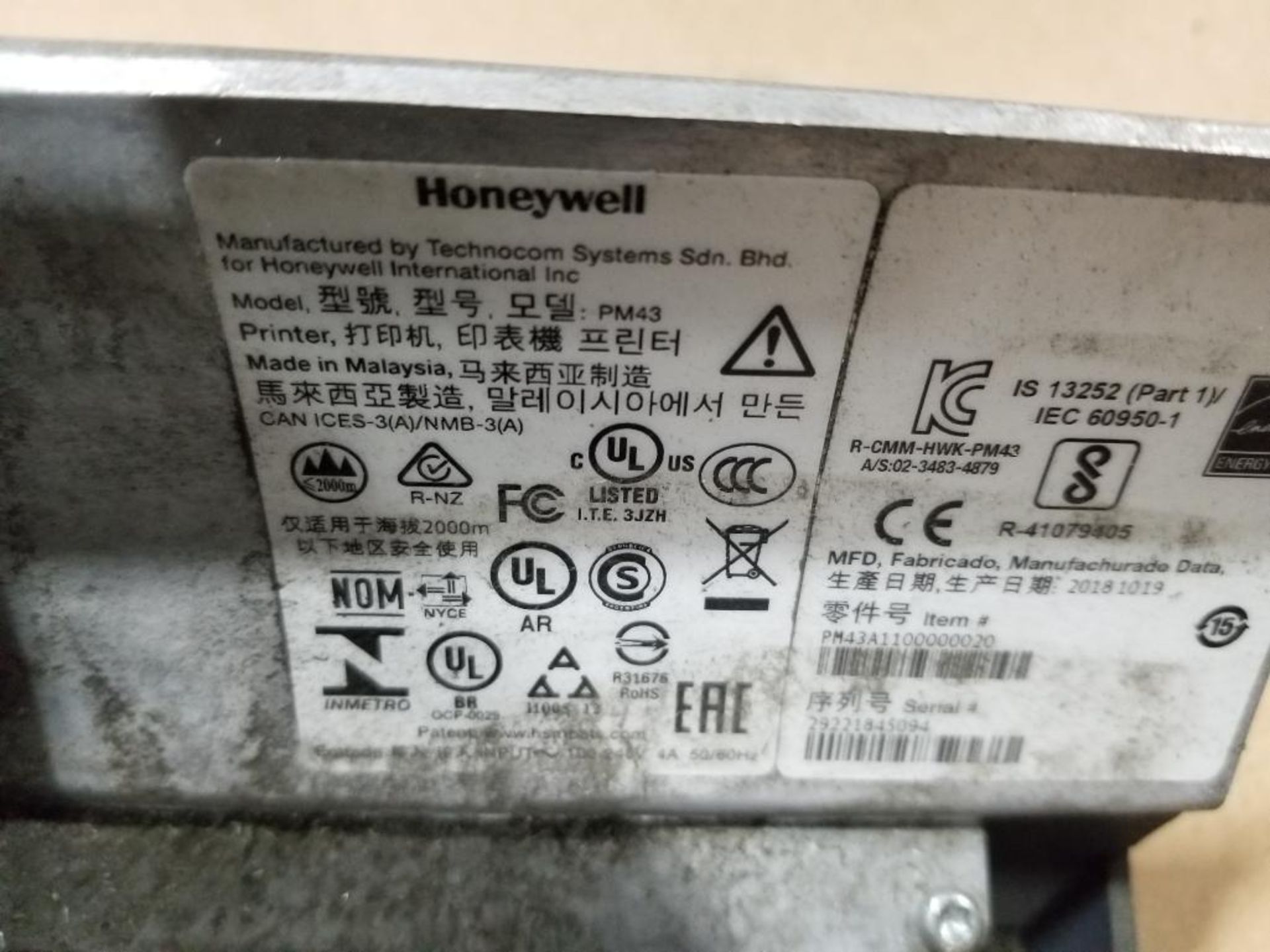 Qty 2 - Honeywell thermal printers. Model PM43. - Image 6 of 6