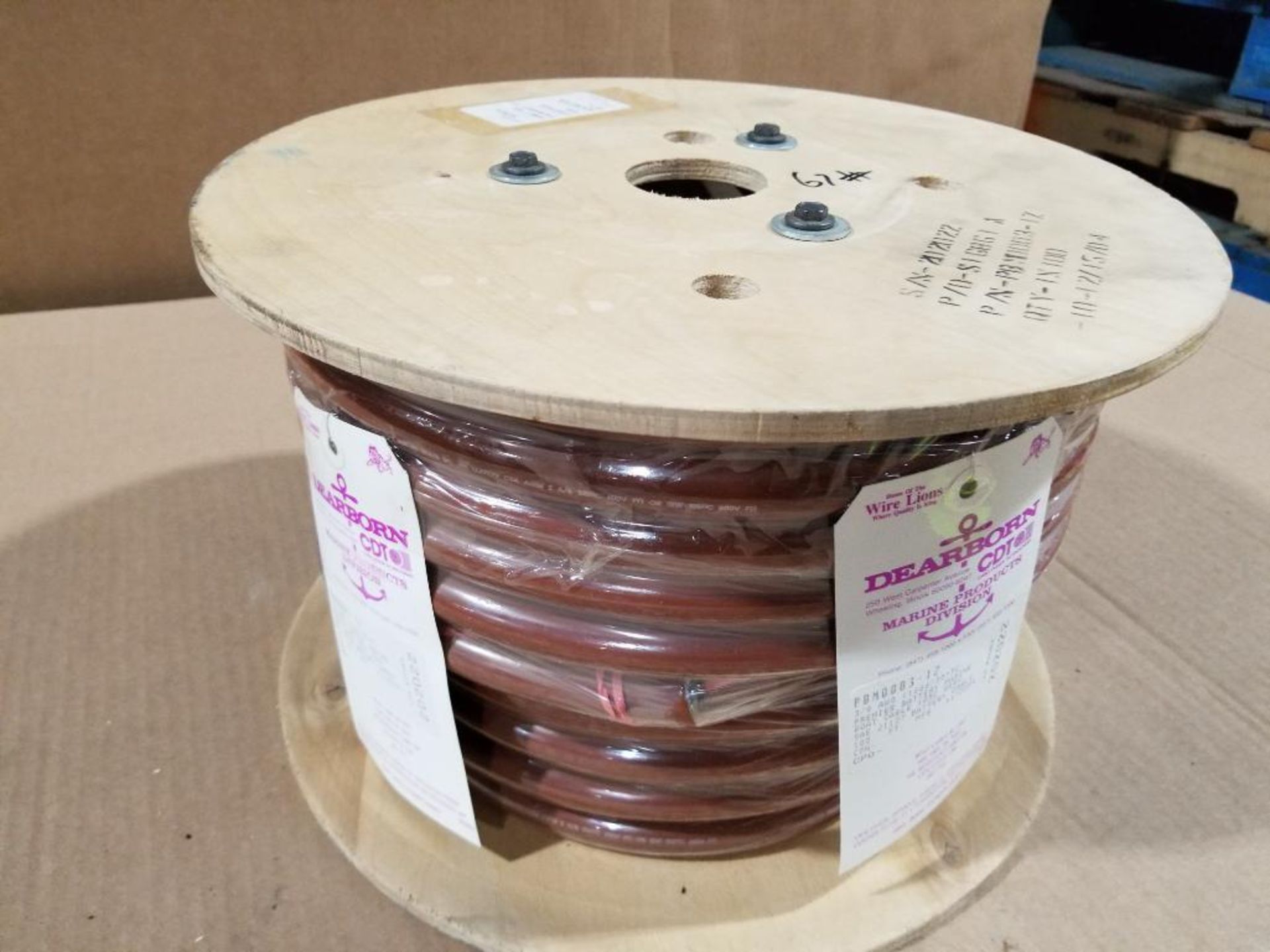 100ft roll of 3awg wire. Tinned copper. Part number PBM0003-1Z. 67lb gross roll weight. . - Image 6 of 8