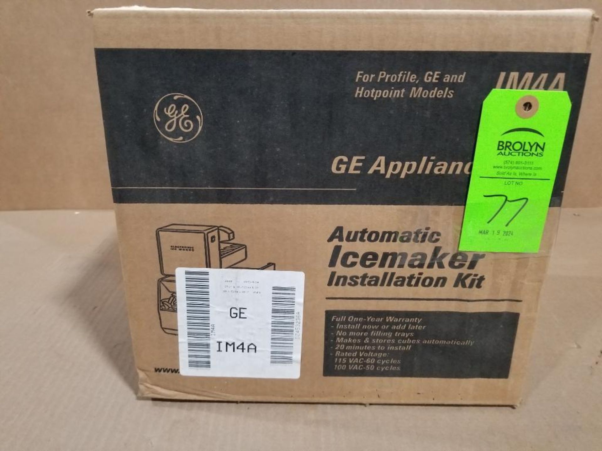 GE automatic icemaker installation kit. Model IM4A.