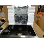 Qty 4 - Lippert black stainless steel apron style sink. 23in x 16in x 7in.