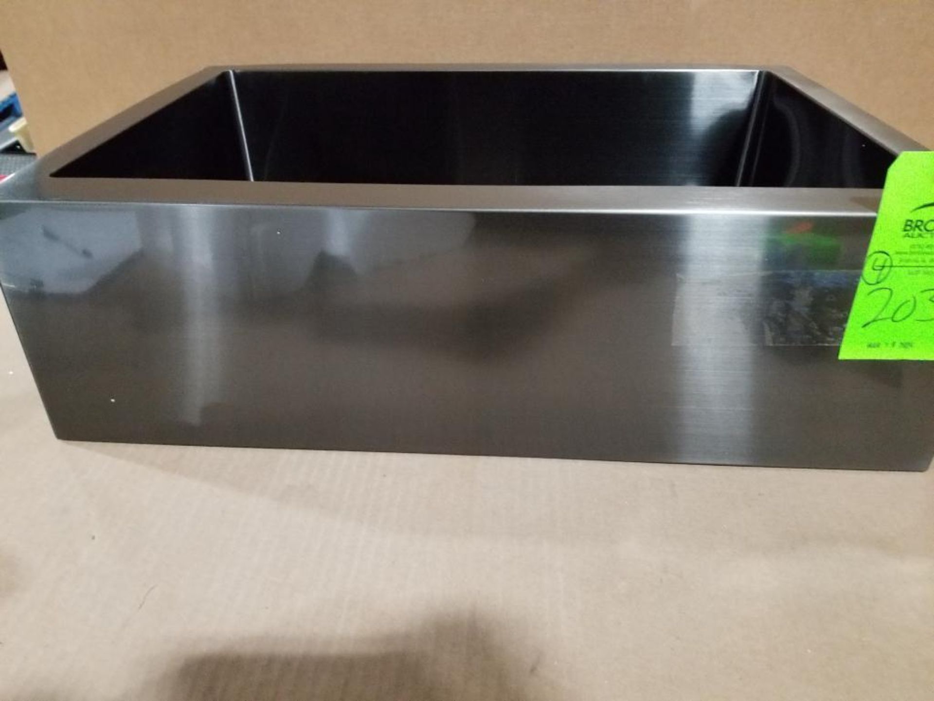 Qty 4 - Lippert black stainless steel apron style sink. 23in x 16in x 7in.  For a $20 fee this lot c - Image 2 of 4