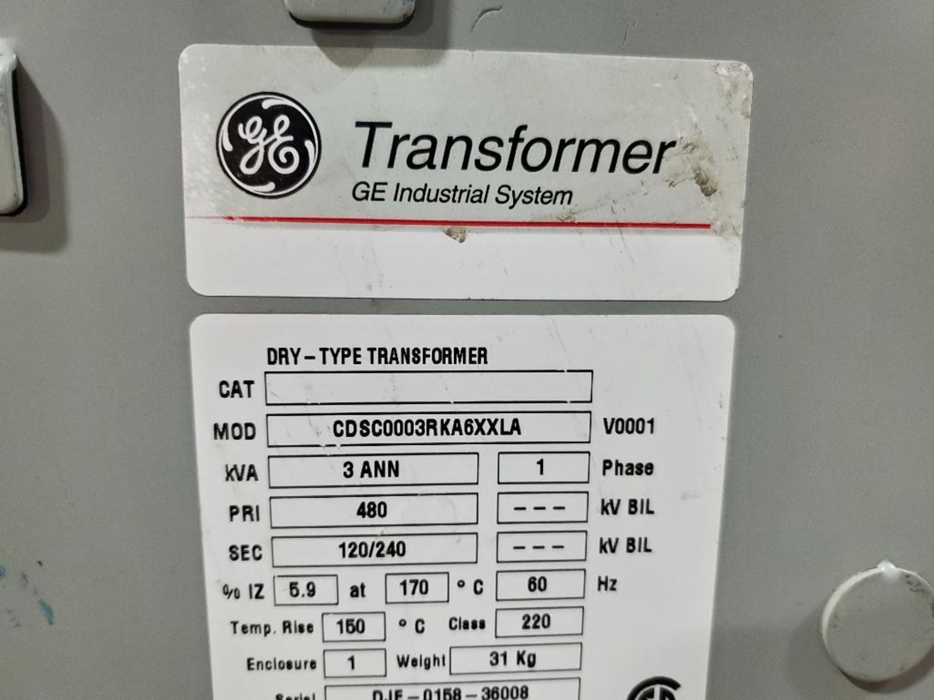 3kVa GE transformer. Part number CDSC0003RKA6XXLA. - Image 2 of 5