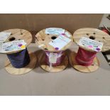 Qty 3 - Assorted awg assorted copper wire. 23lbs total gross combined weight for all rolls.