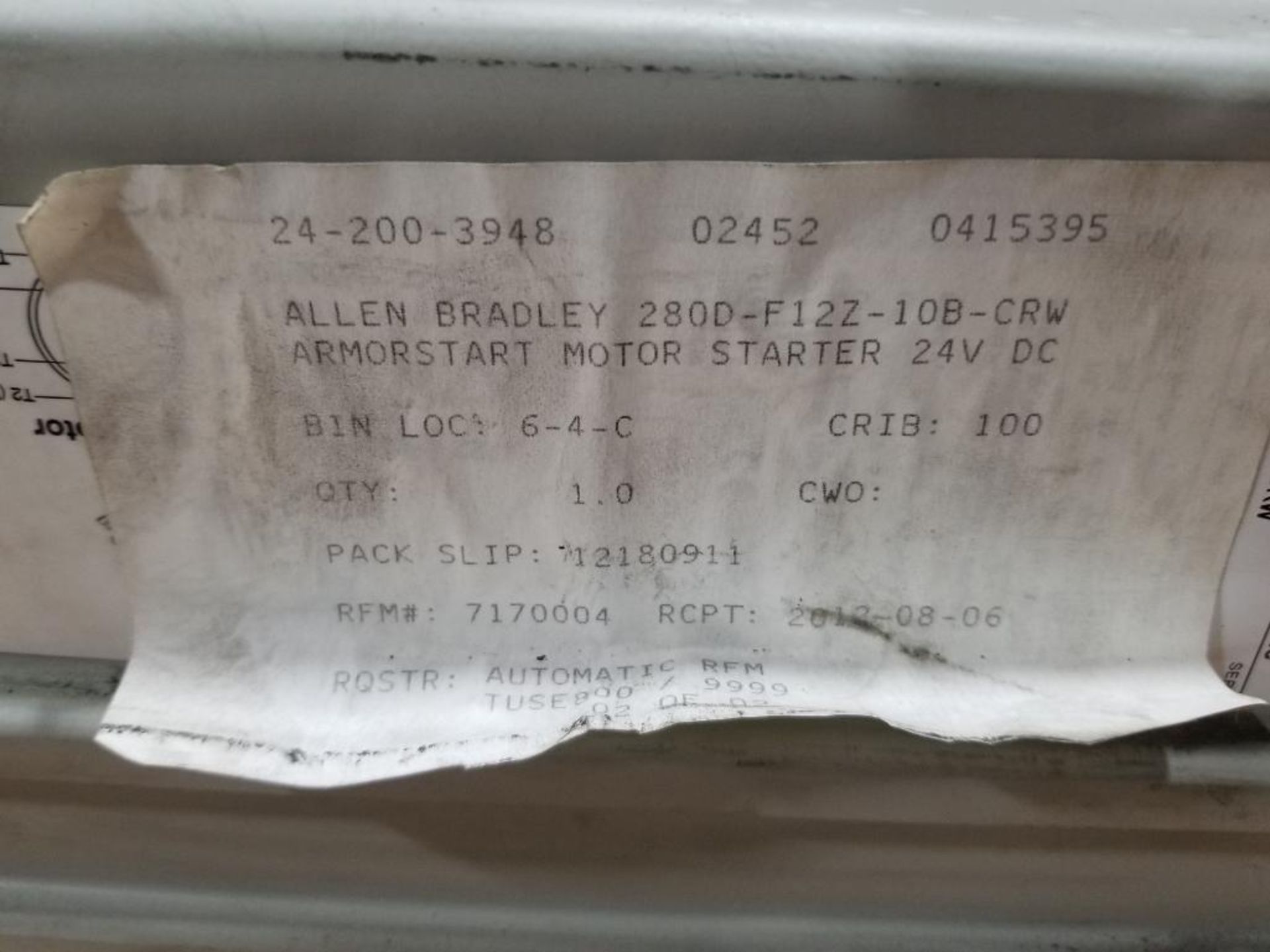 Allen Bradley ArmorStart control. Part number 280D-F12Z-10B-CRW. - Image 6 of 8