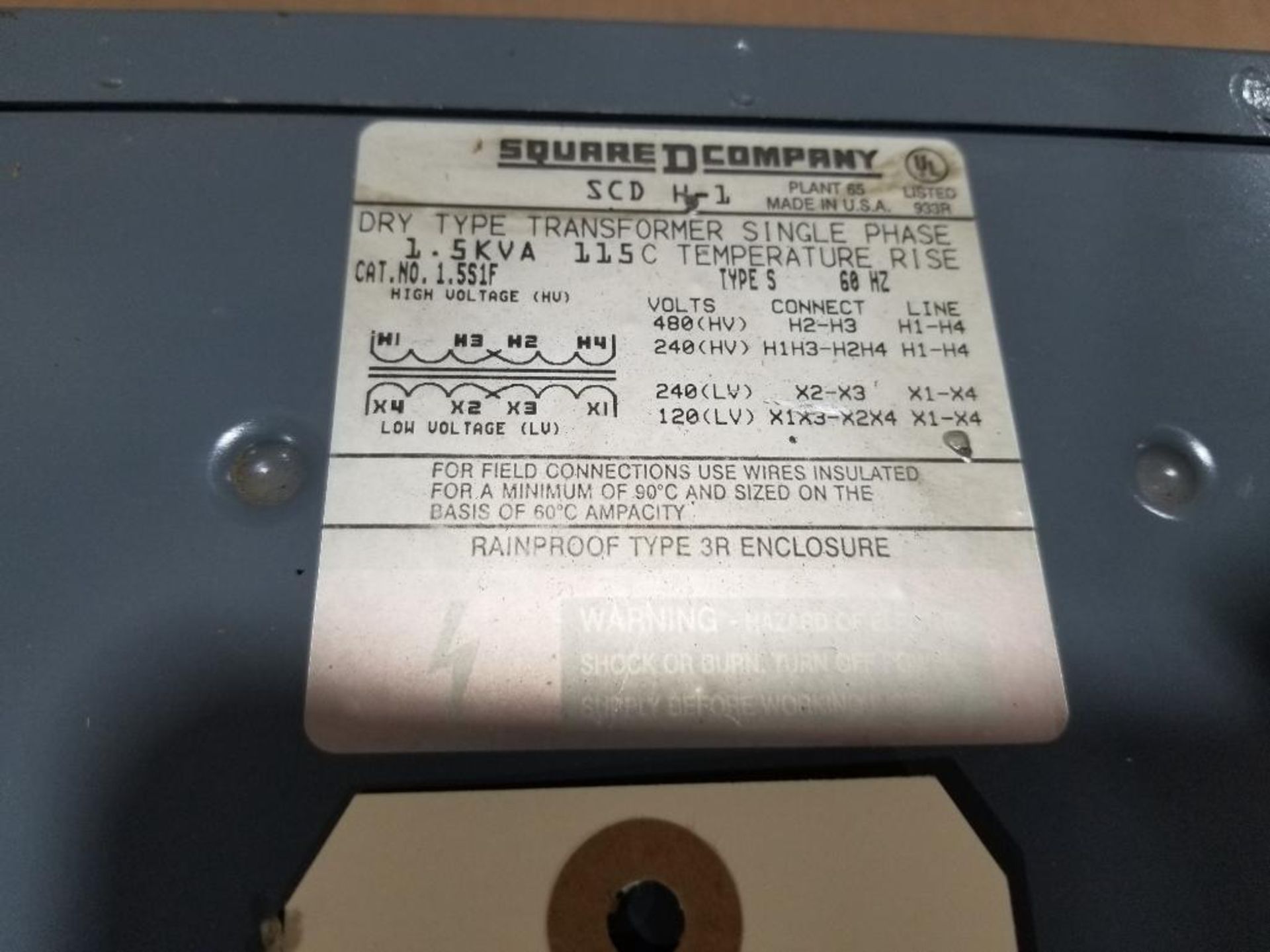 1.5kVa Square D transformer. - Image 2 of 3