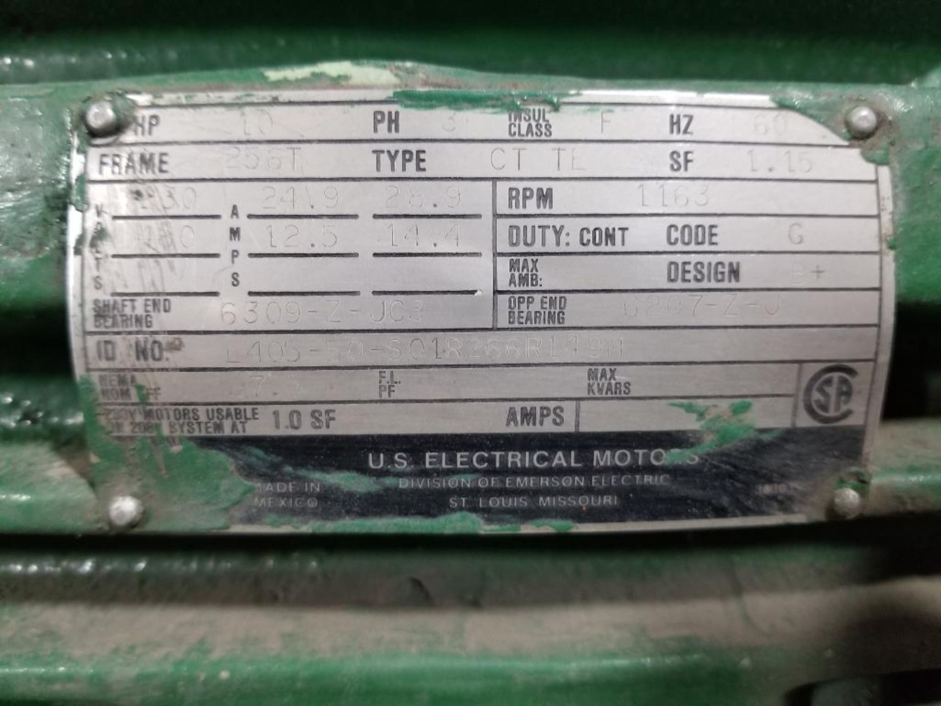 10HP US Electrical Motors 3PH motor. 230/460V, 1163RPM, 256T-Frame. - Image 2 of 8