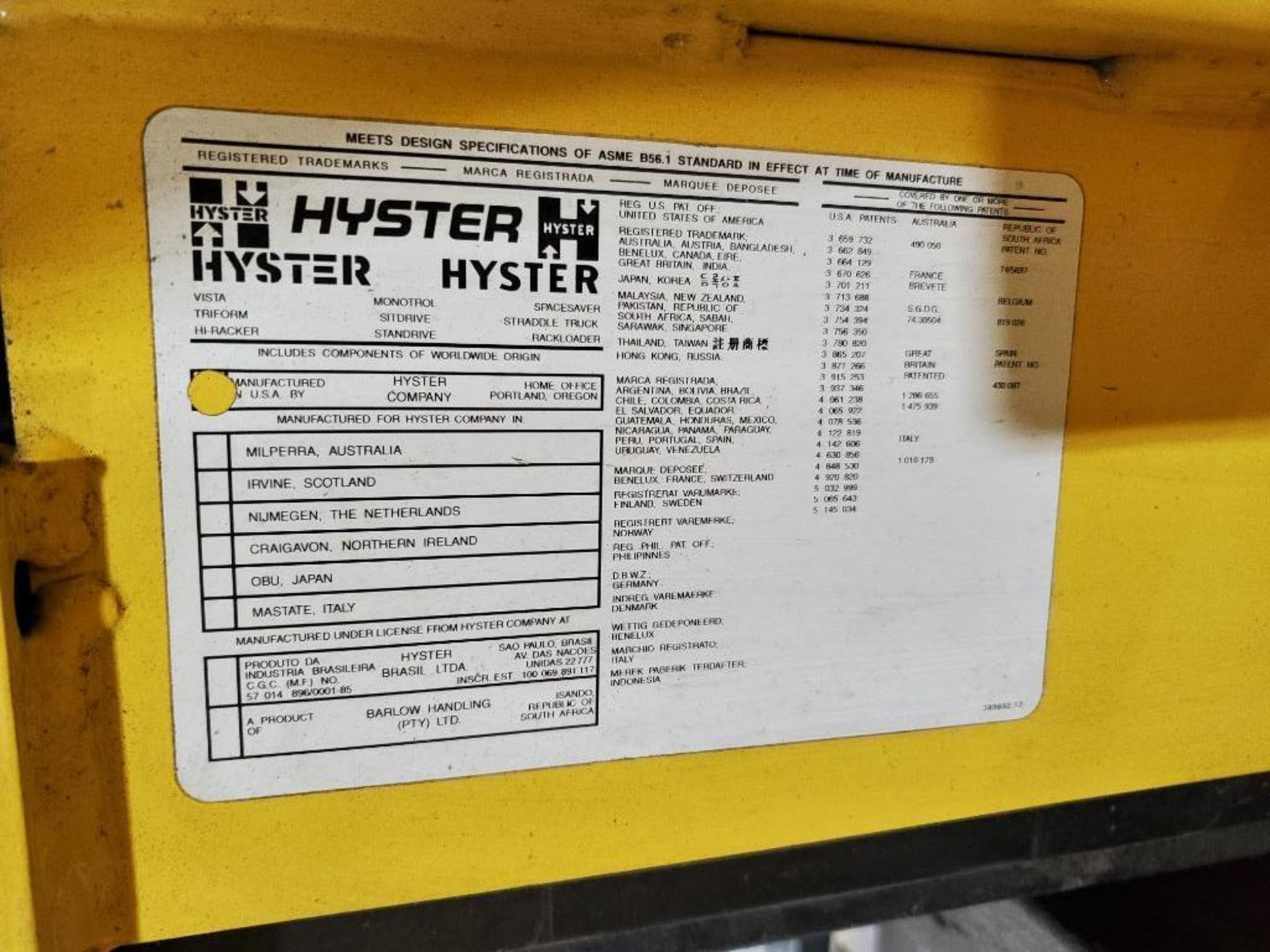 3800lb Hyster walk behind forklift. 24v electric. Model W40XTA. . Serial - Image 10 of 14