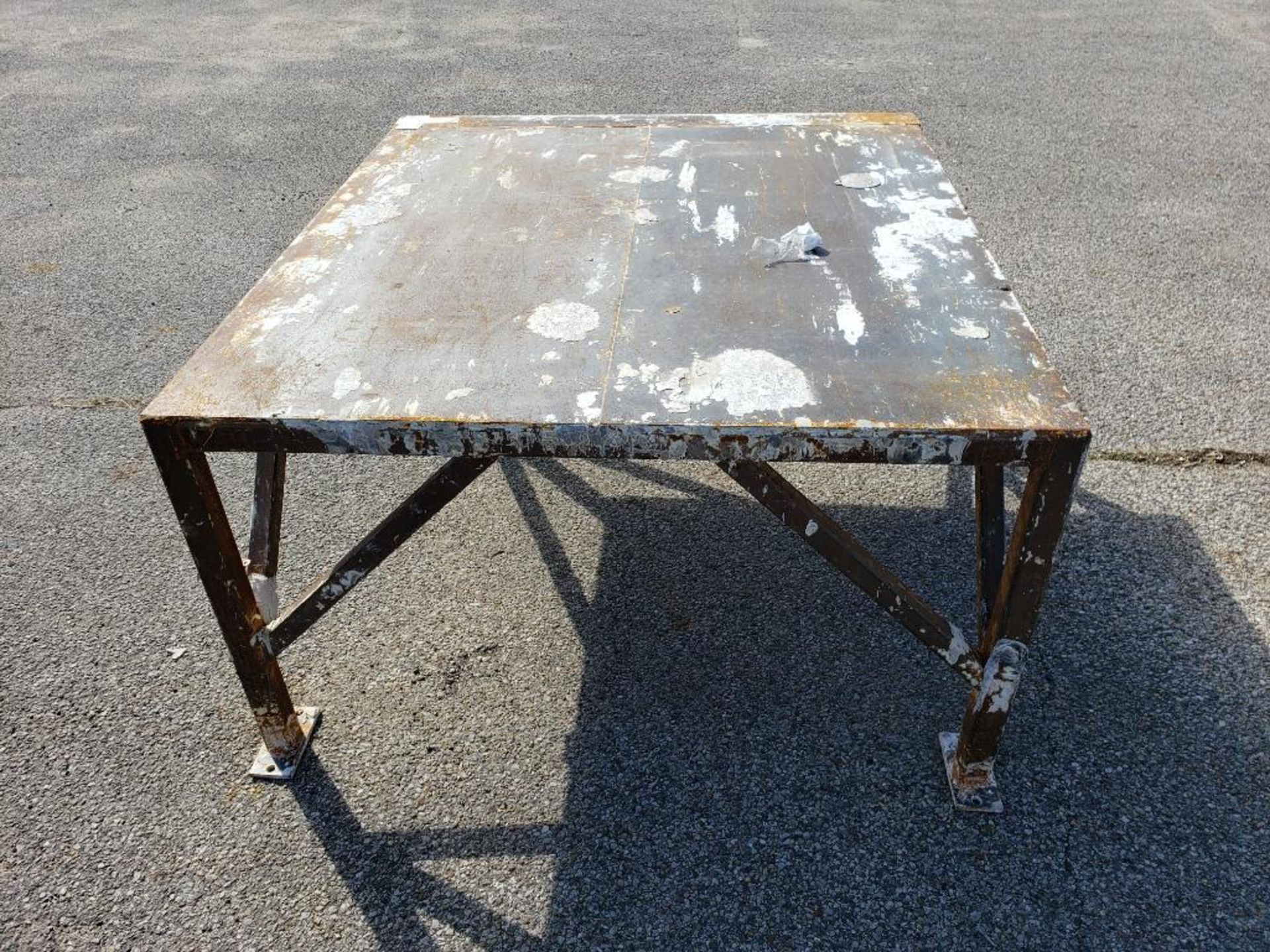 Heavy duty steel table. 50in x 56in x 29in tall. - Image 4 of 5