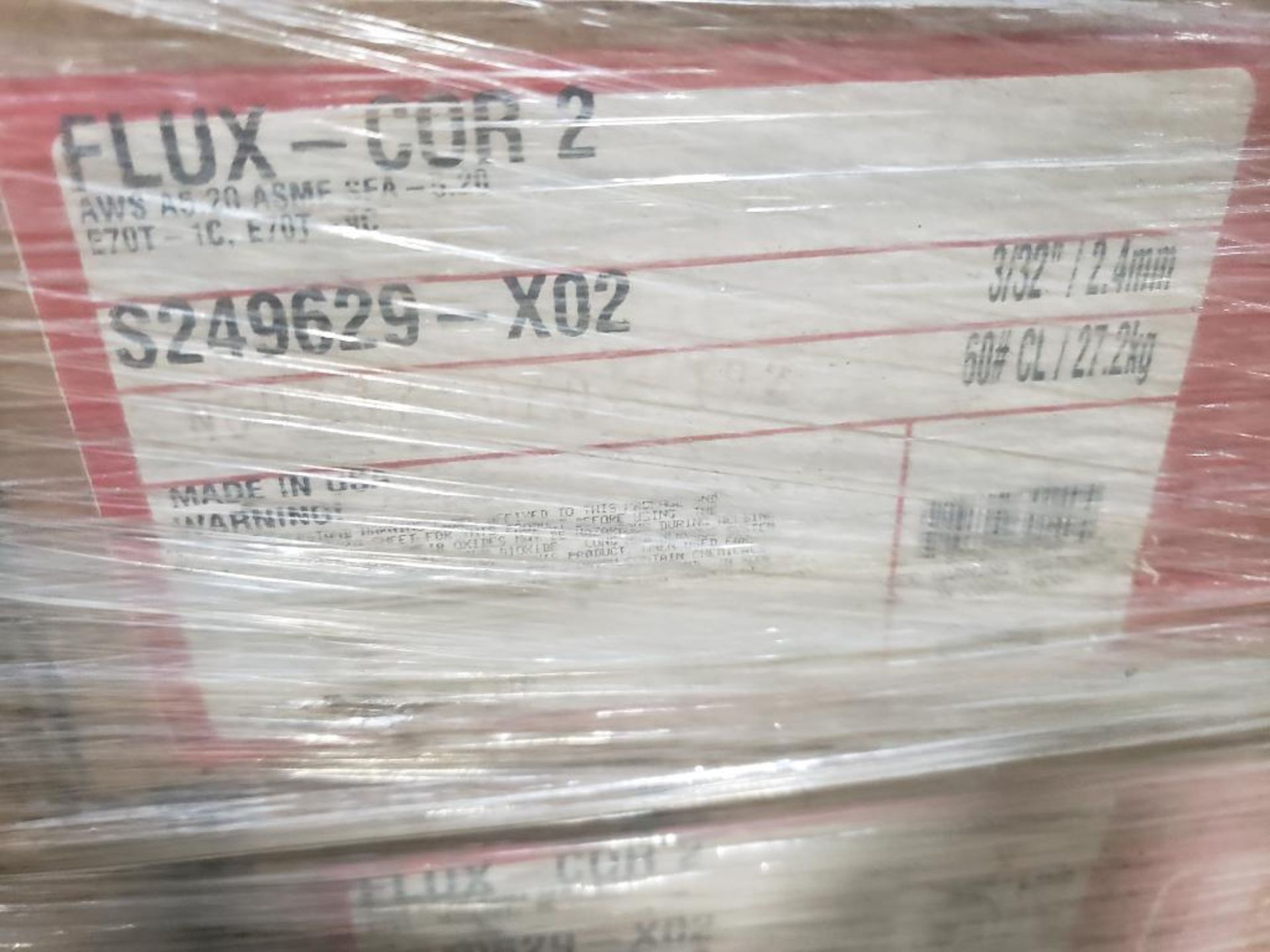 Qty 960lbs - Corex welding wire. Flux-Cor 2, 3/32in. Part number S249629-X02. (16 rolls of 60lbs ea) - Image 2 of 3