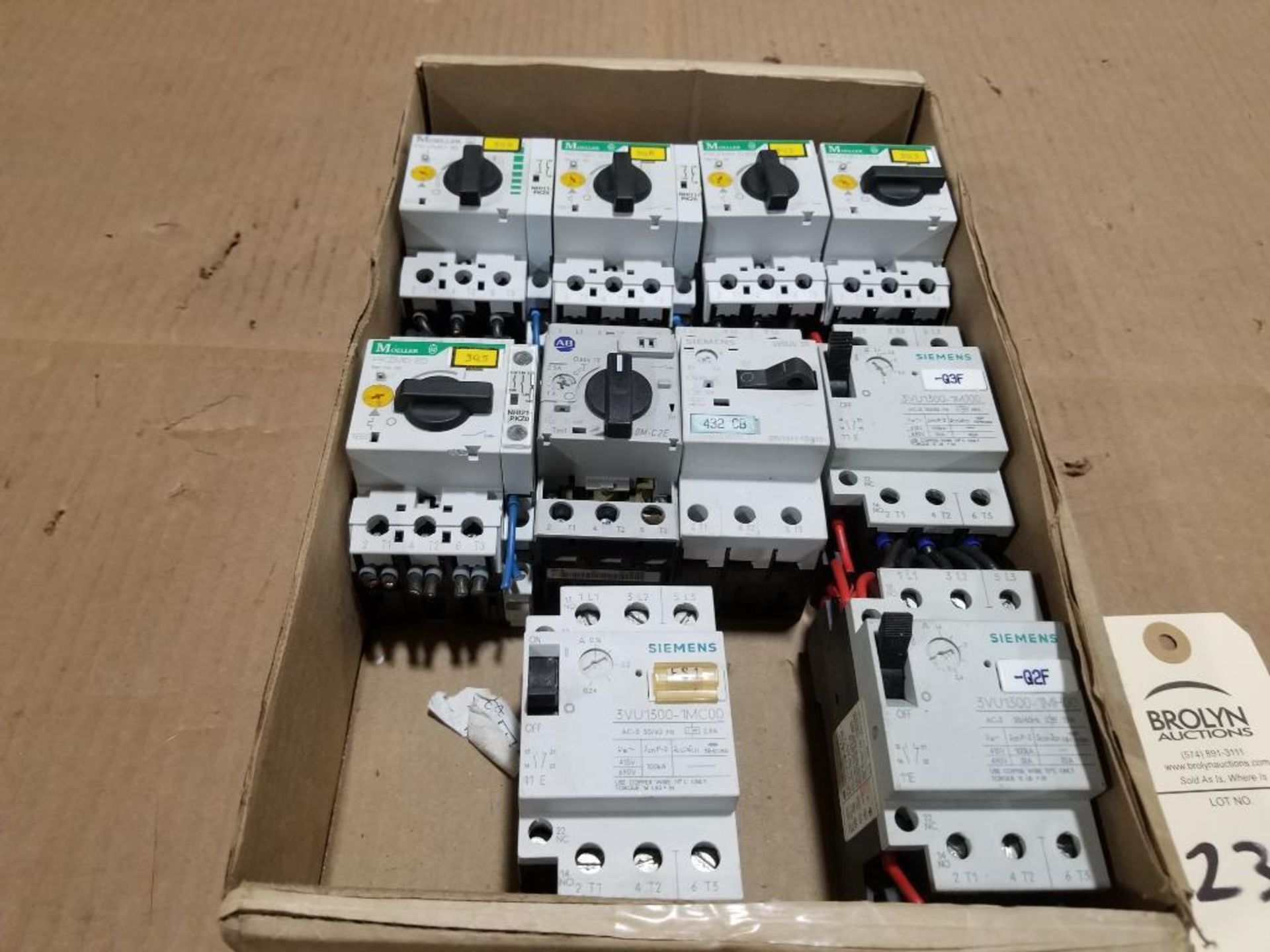 Assorted electrical motor protection. Siemens, Moeller, Allen Bradley.