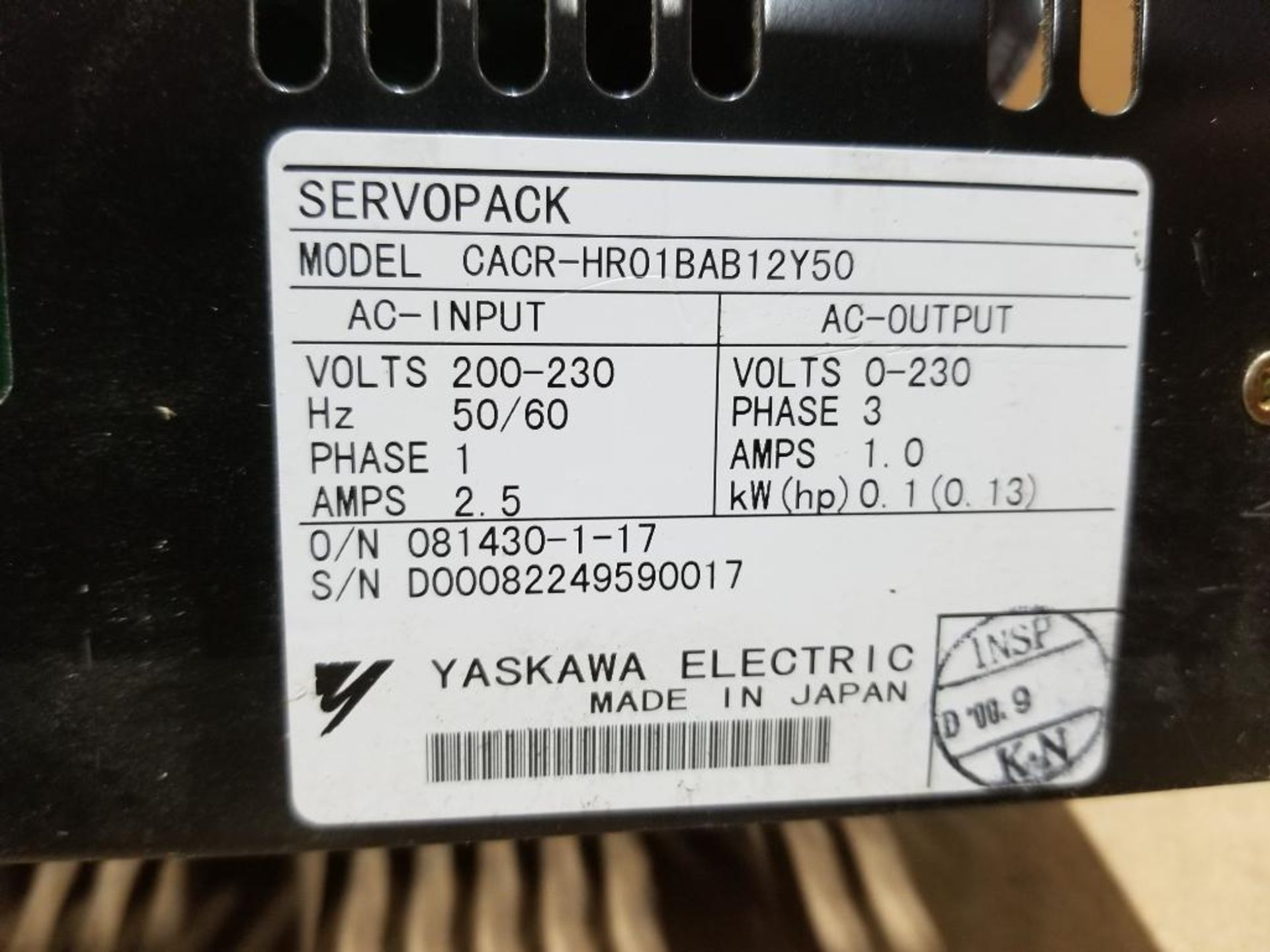 Yaskawa CACR-HR01BAB12Y50 servopack. 200V. - Image 5 of 6