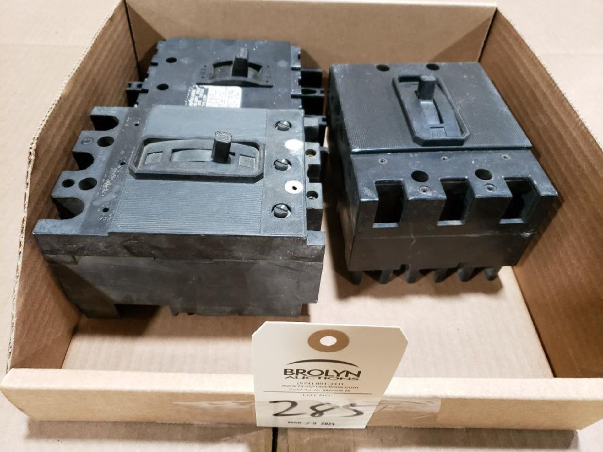 Qty 3 - Assorted molded case breakers.