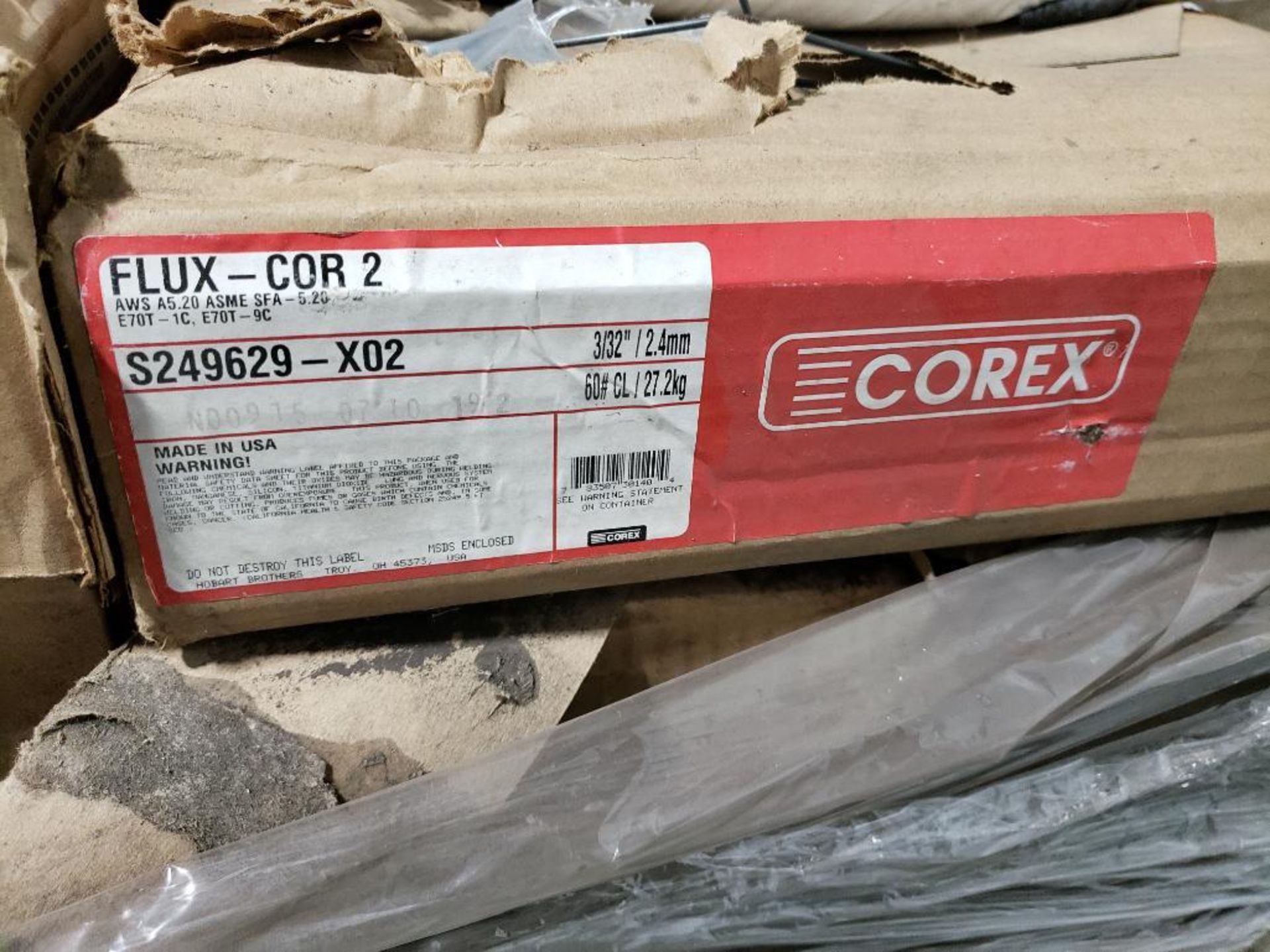 Qty 960lbs - Corex welding wire. Flux-Cor 2, 3/32in. Part number S249629-X02. (16 rolls of 60lbs ea) - Image 2 of 4