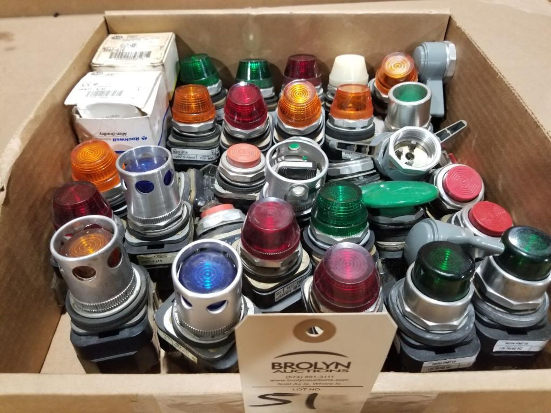 Large assortment of push buttons and pilot lights.