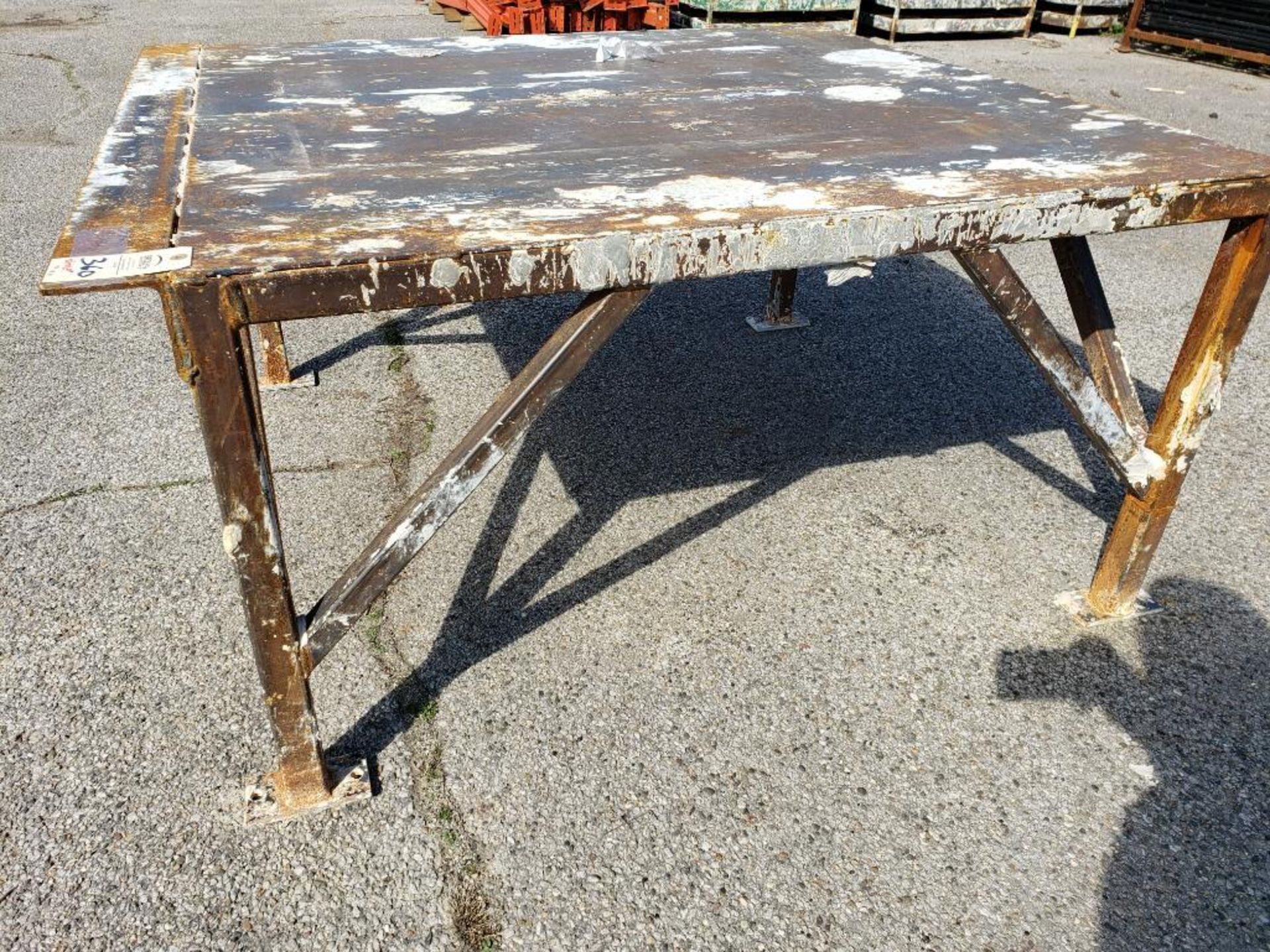 Heavy duty steel table. 50in x 56in x 29in tall. - Image 2 of 5