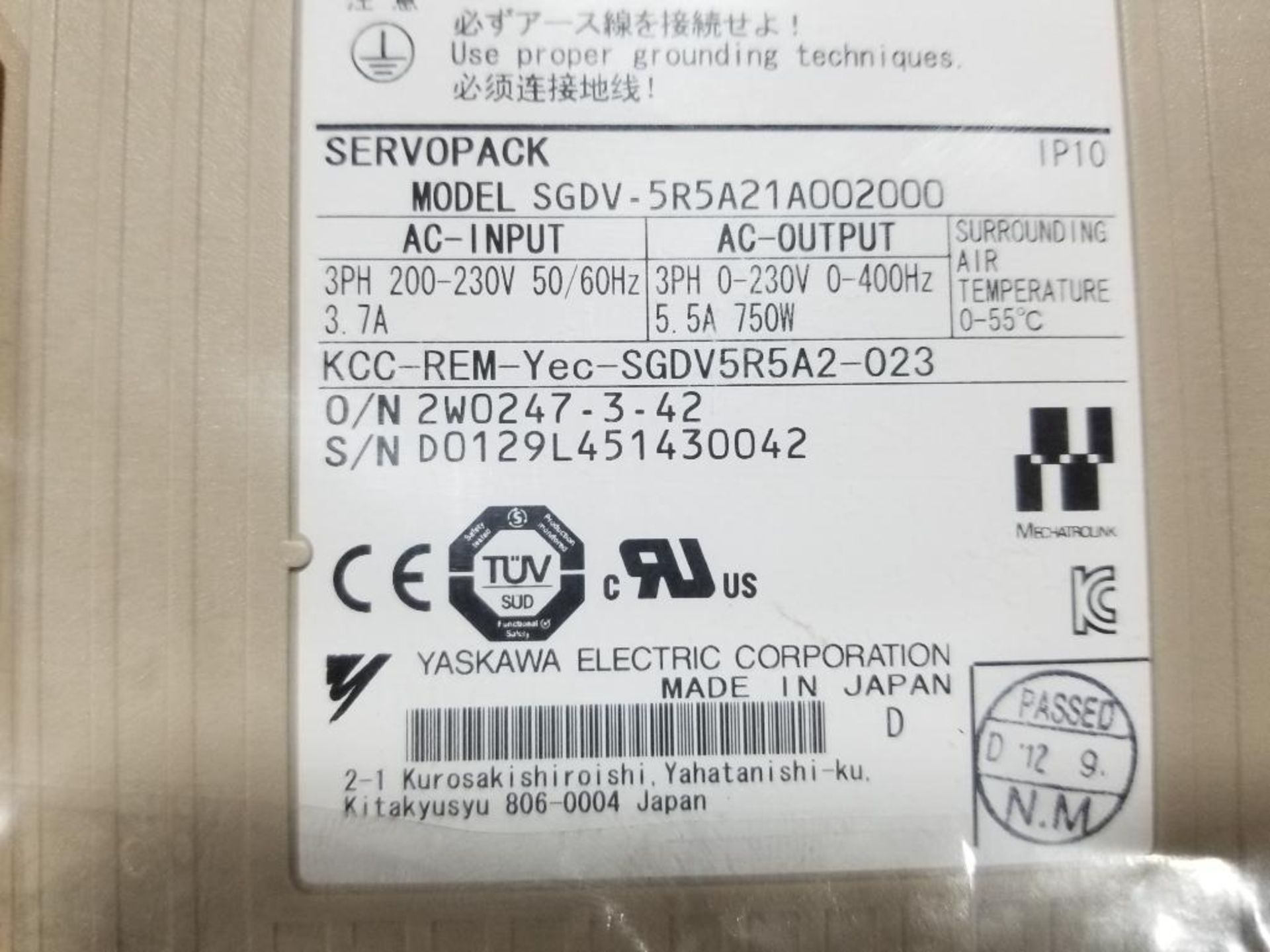 Yaskawa SGDV-5R5A21A servopack. Model SGDV-5R521Q002000. - Image 7 of 9