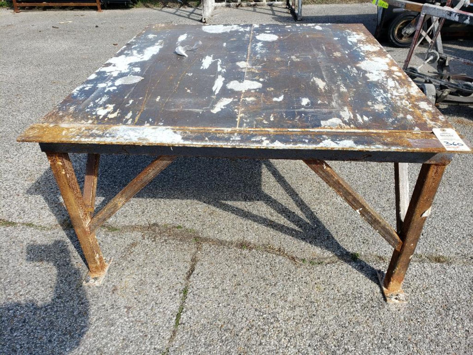 Heavy duty steel table. 50in x 56in x 29in tall.