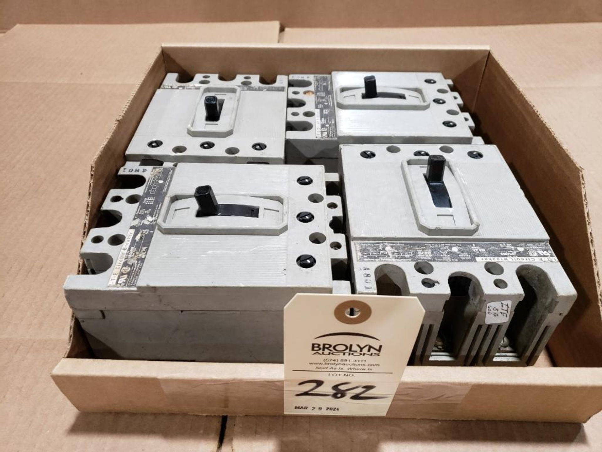 Qty 4 - Assorted molded case breakers.