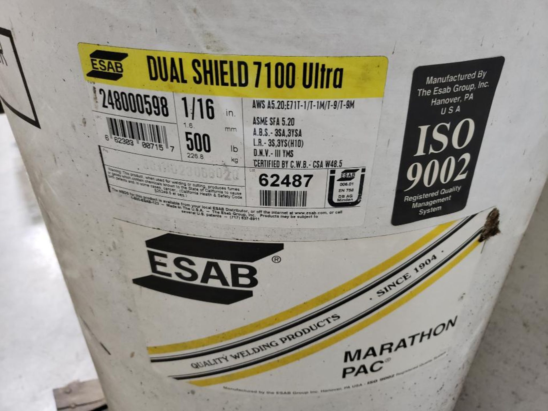 500lbs Esab dual shield 7100 Ultra welding wire. 1/16in. Part number 248000598. - Image 2 of 3