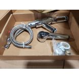 Qty 12 - 8in pull out single handle kitchen faucet w/ stainless steel braided risers. Chrome.