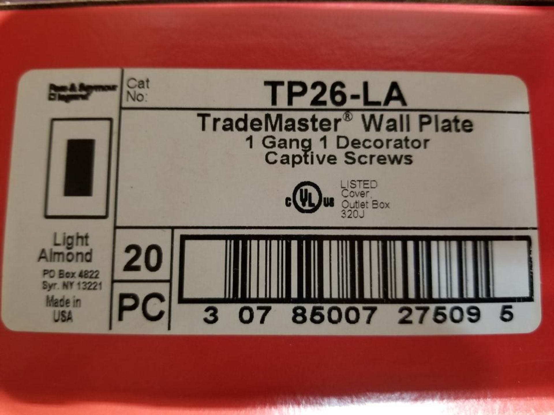 Qty 200 - Legrand Trademaster wall plate. Single gang. Part number TP26-LA. Light Almond. - Image 2 of 6