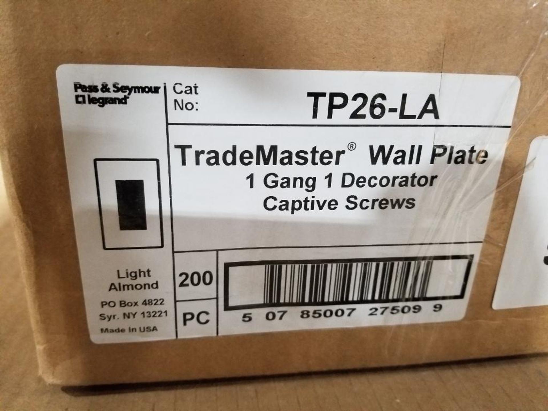 Qty 200 - Legrand Trademaster wall plate. Single gang. Part number TP26-LA. Light Almond. - Image 4 of 6