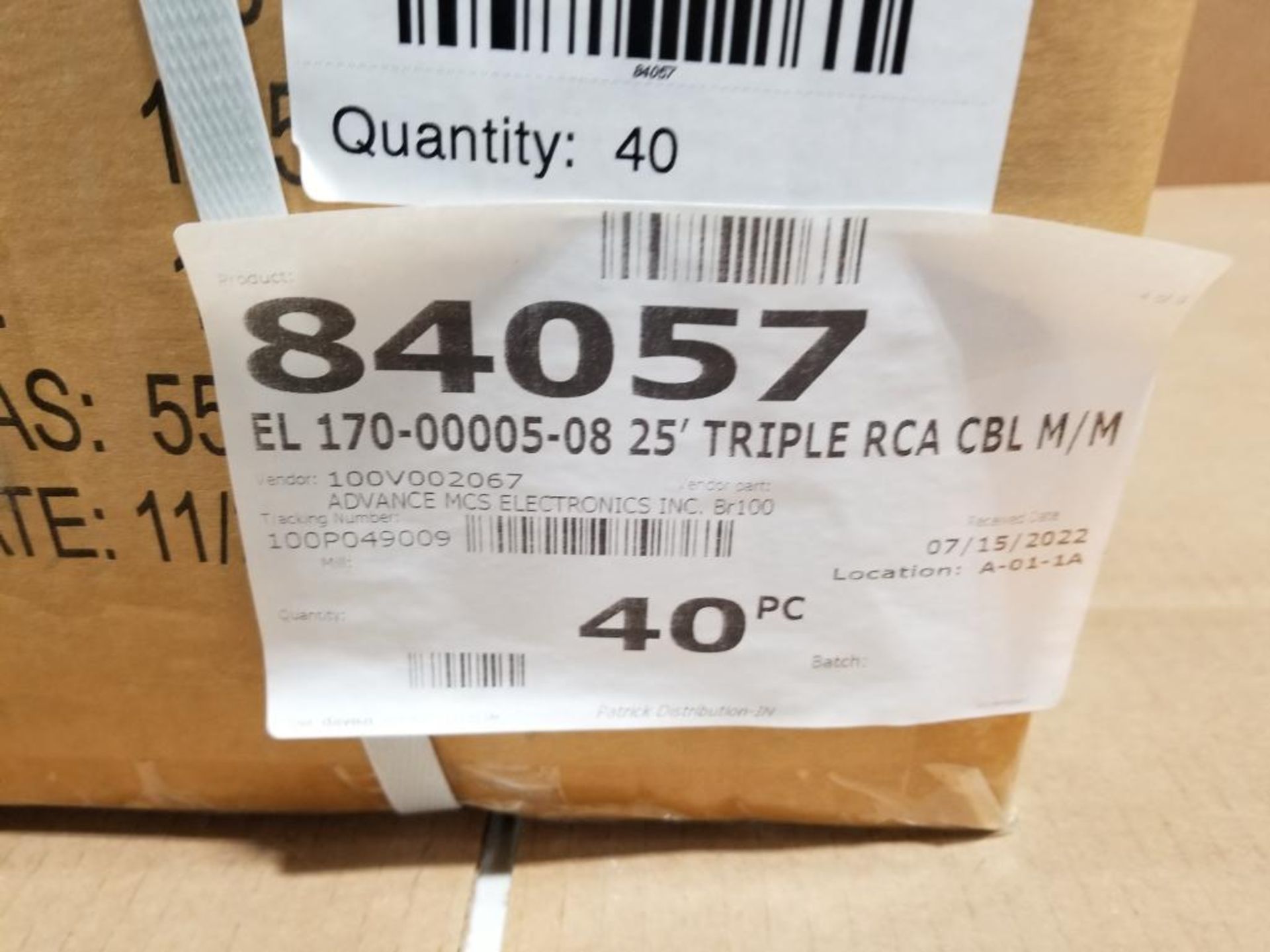 Qty 80 - Triple RCA wire. 25ft. Part number 170-00005-08. - Image 2 of 3